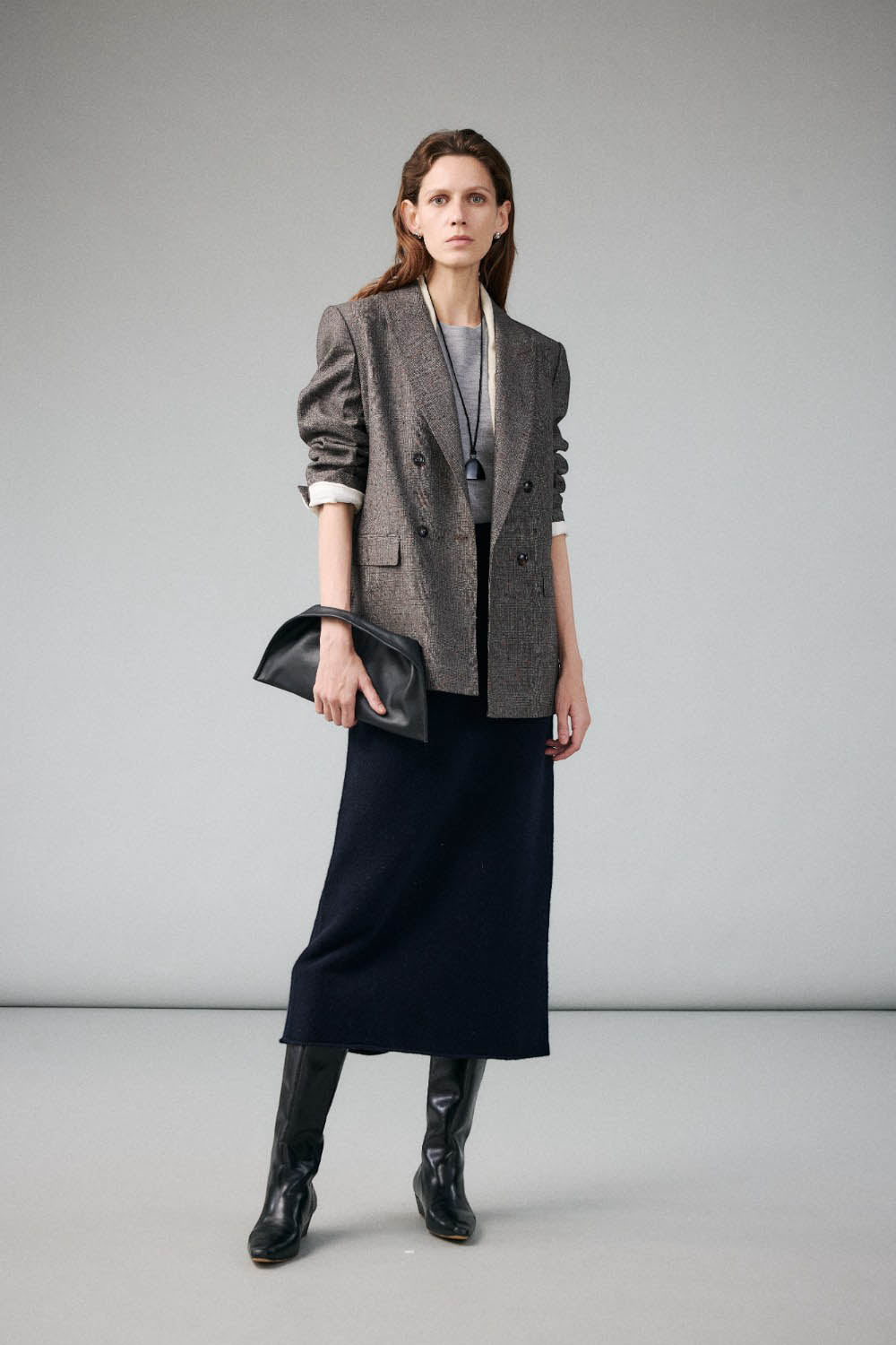 Premium Yak Wool Straight-Cut Knit Skirt with Back Slit