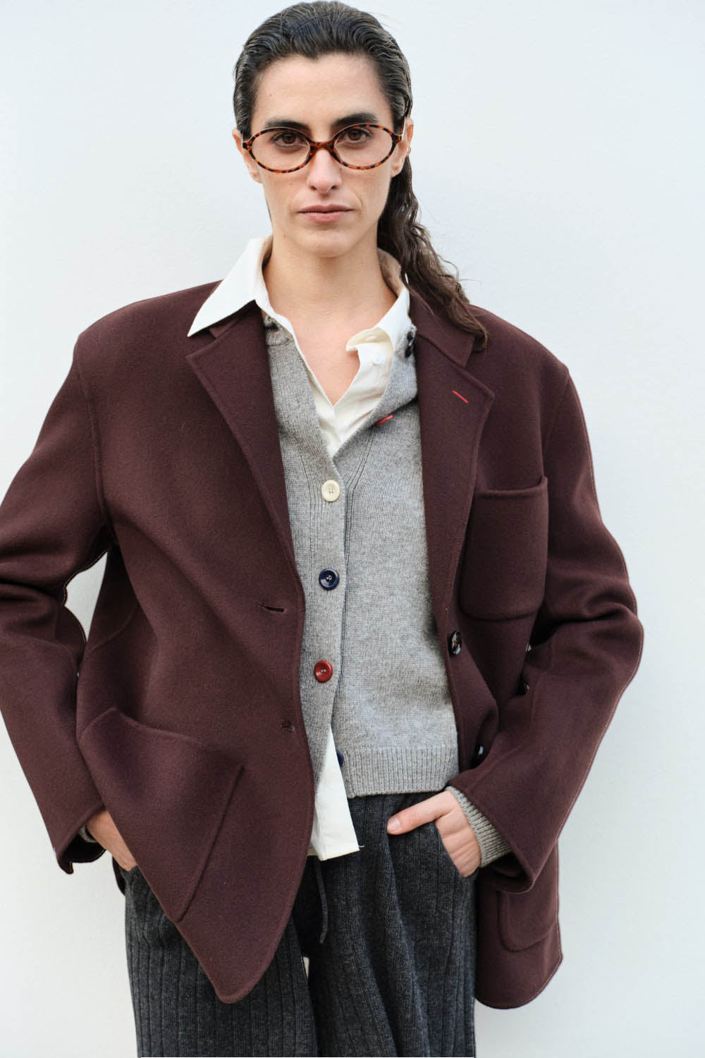 Marius Women's Three-patch Pocket reversible Wool Blazer