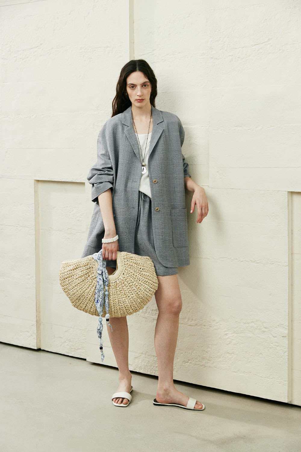 Lightweight Wool-Silk Textured Blazer