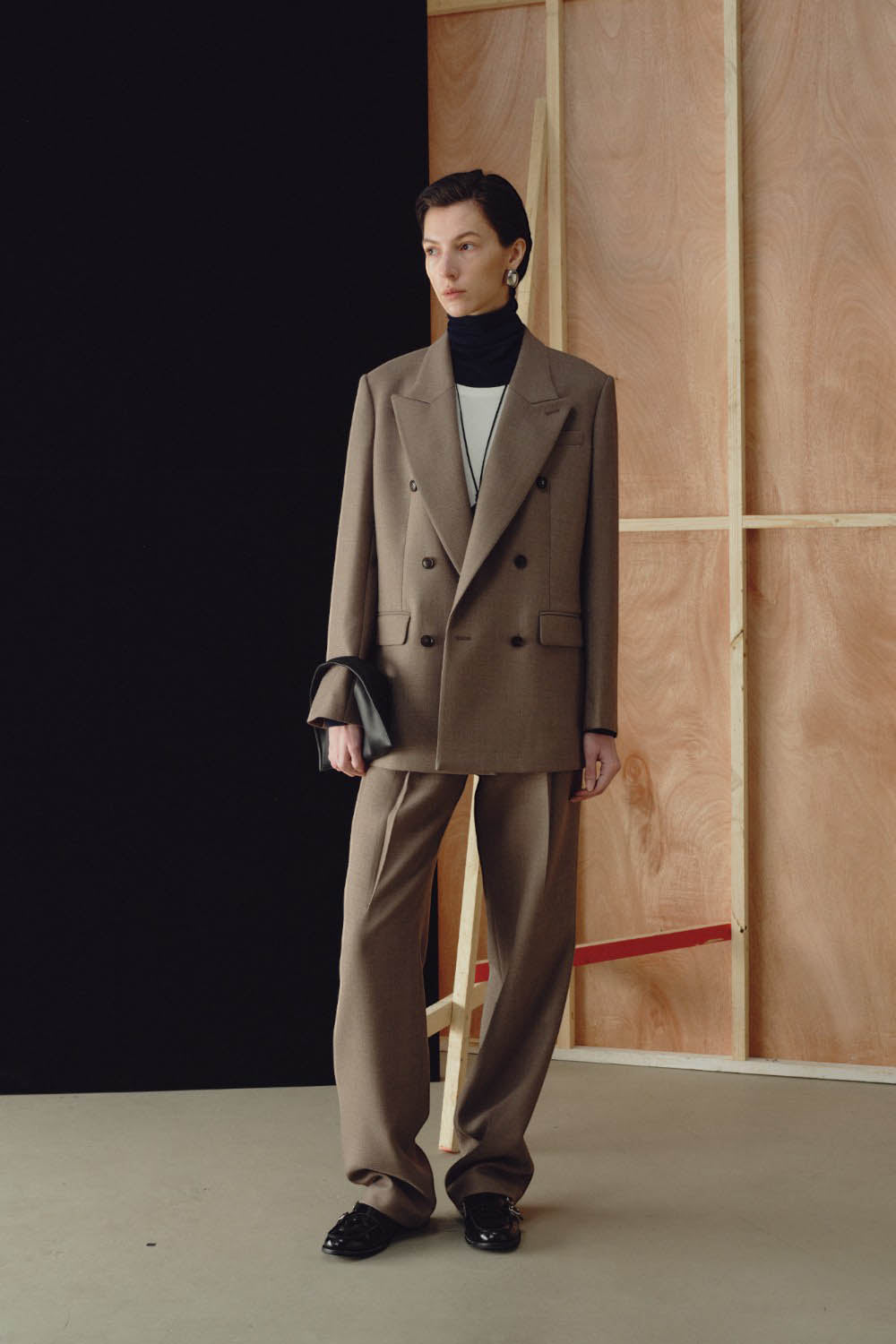 Tailored Wool Blend Double-Breasted Blazer
