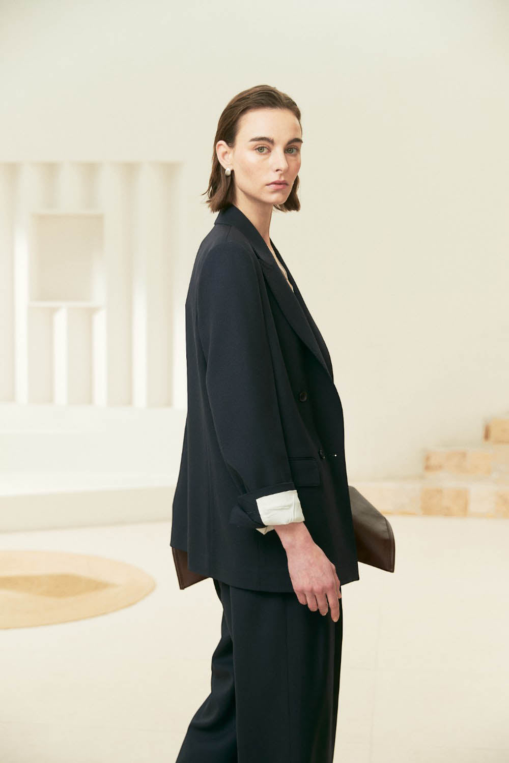 Wool Blend Tailored Relaxed Fit & Soft Drape Blazer