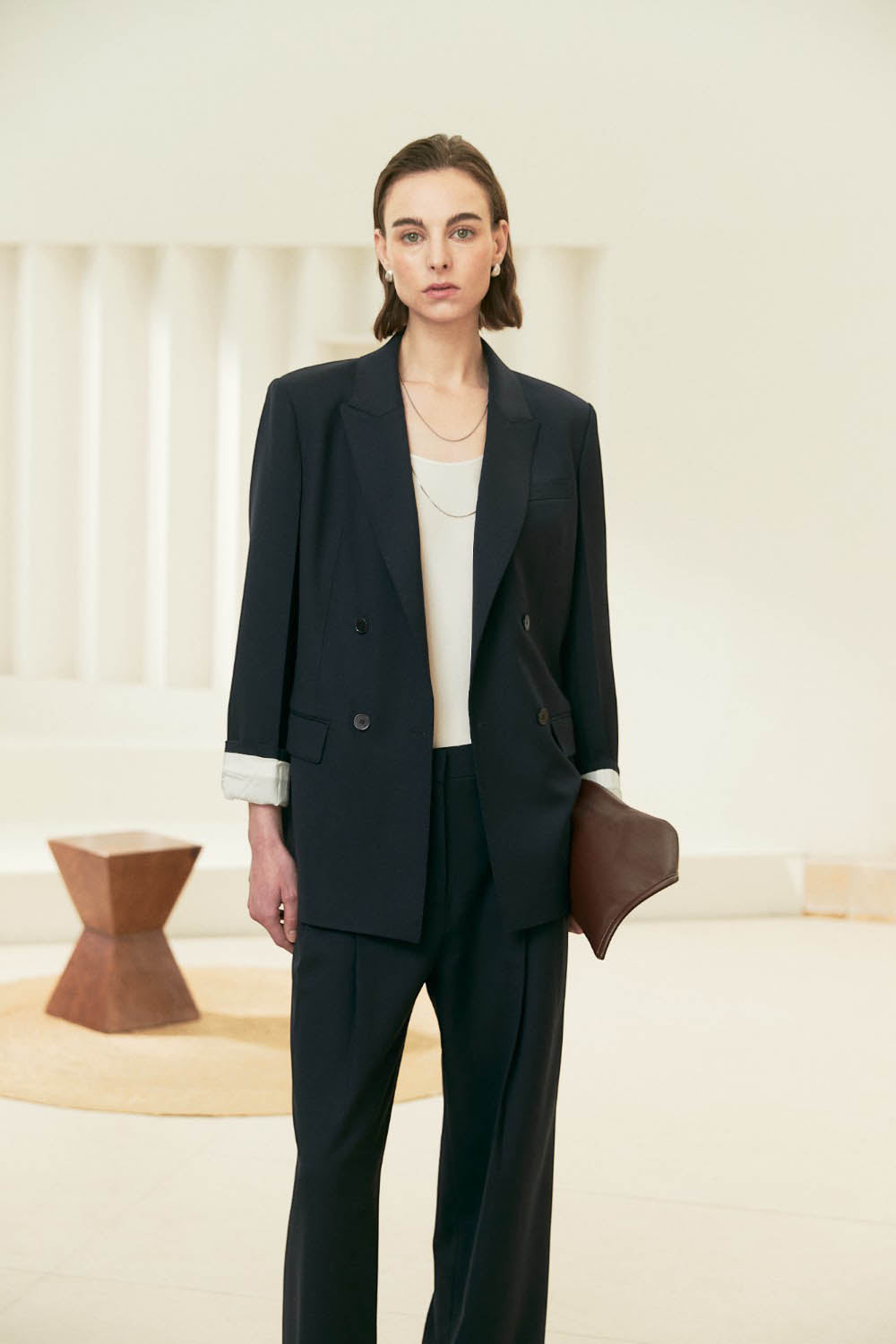 Wool Blend Tailored Relaxed Fit & Soft Drape Blazer