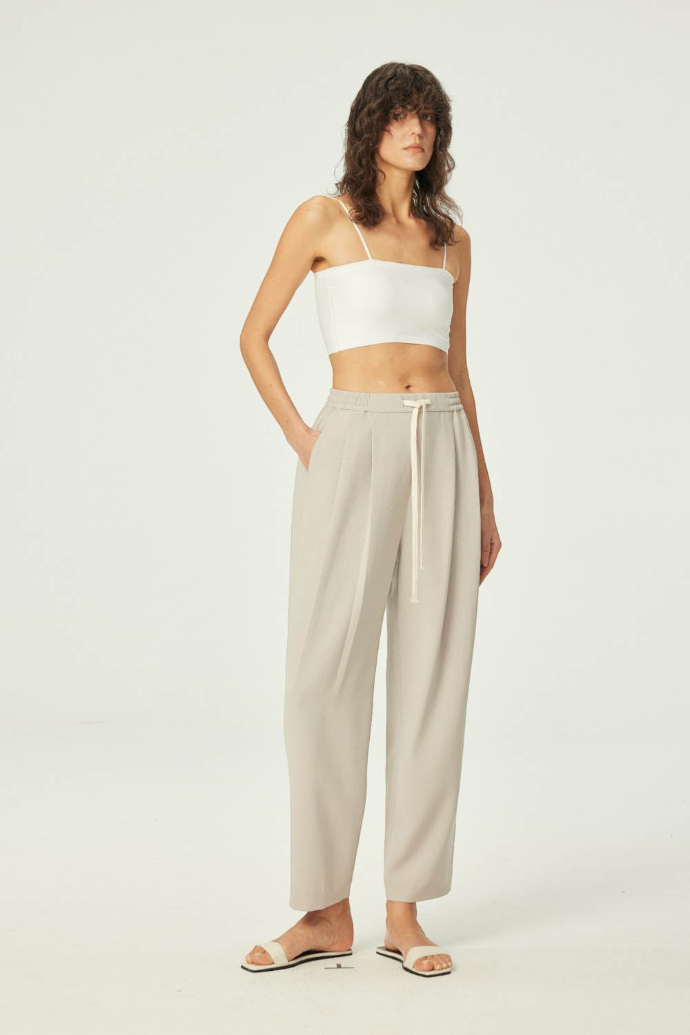 Air-Feel Triacetate Drawstring Relaxed Trousers