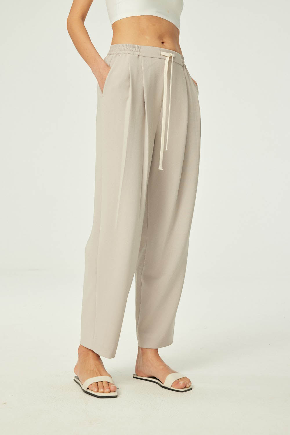 Air-Feel Triacetate Drawstring Relaxed Trousers