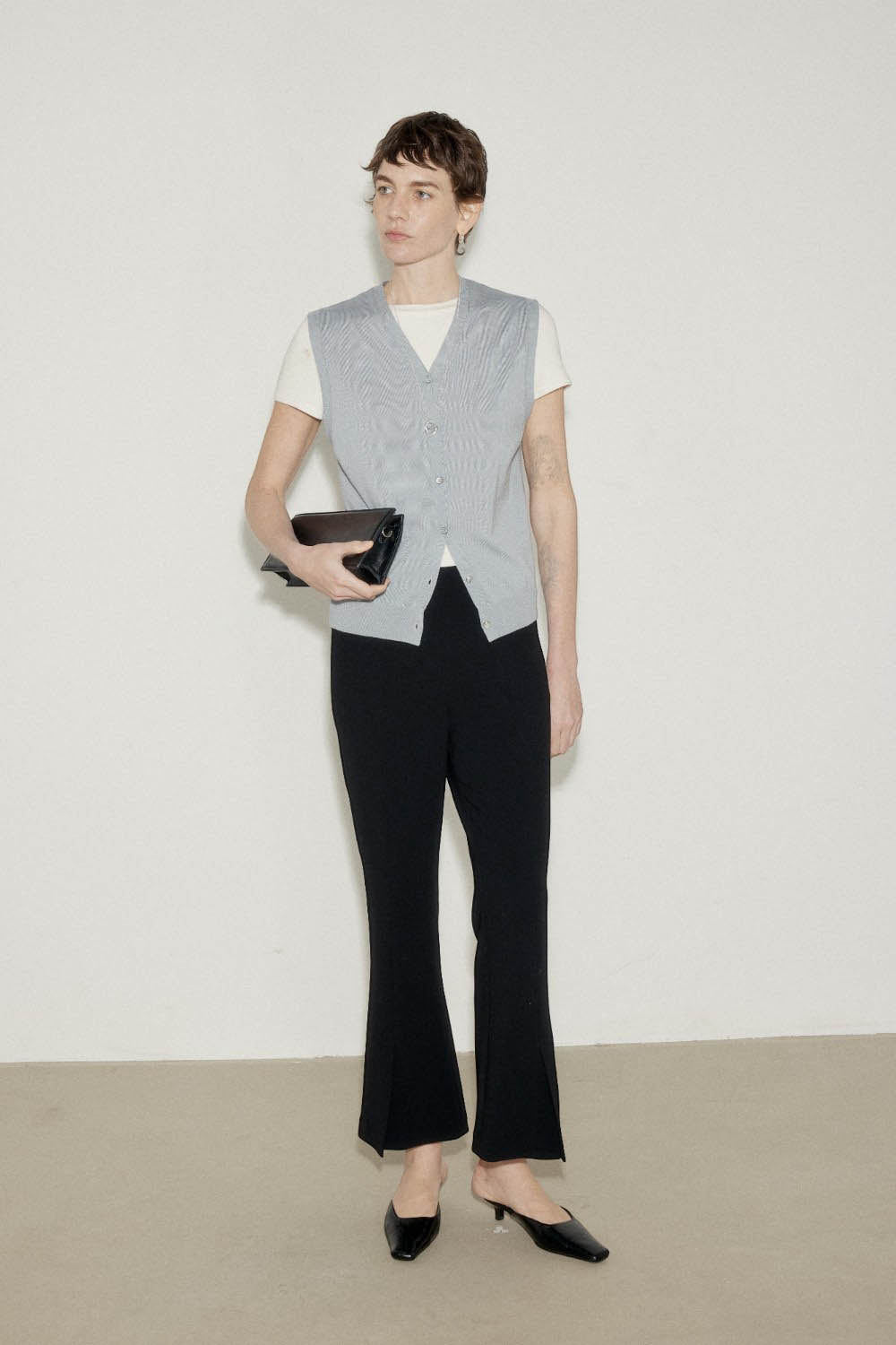 Women's Soft Drape Flared Pants with Front Slit