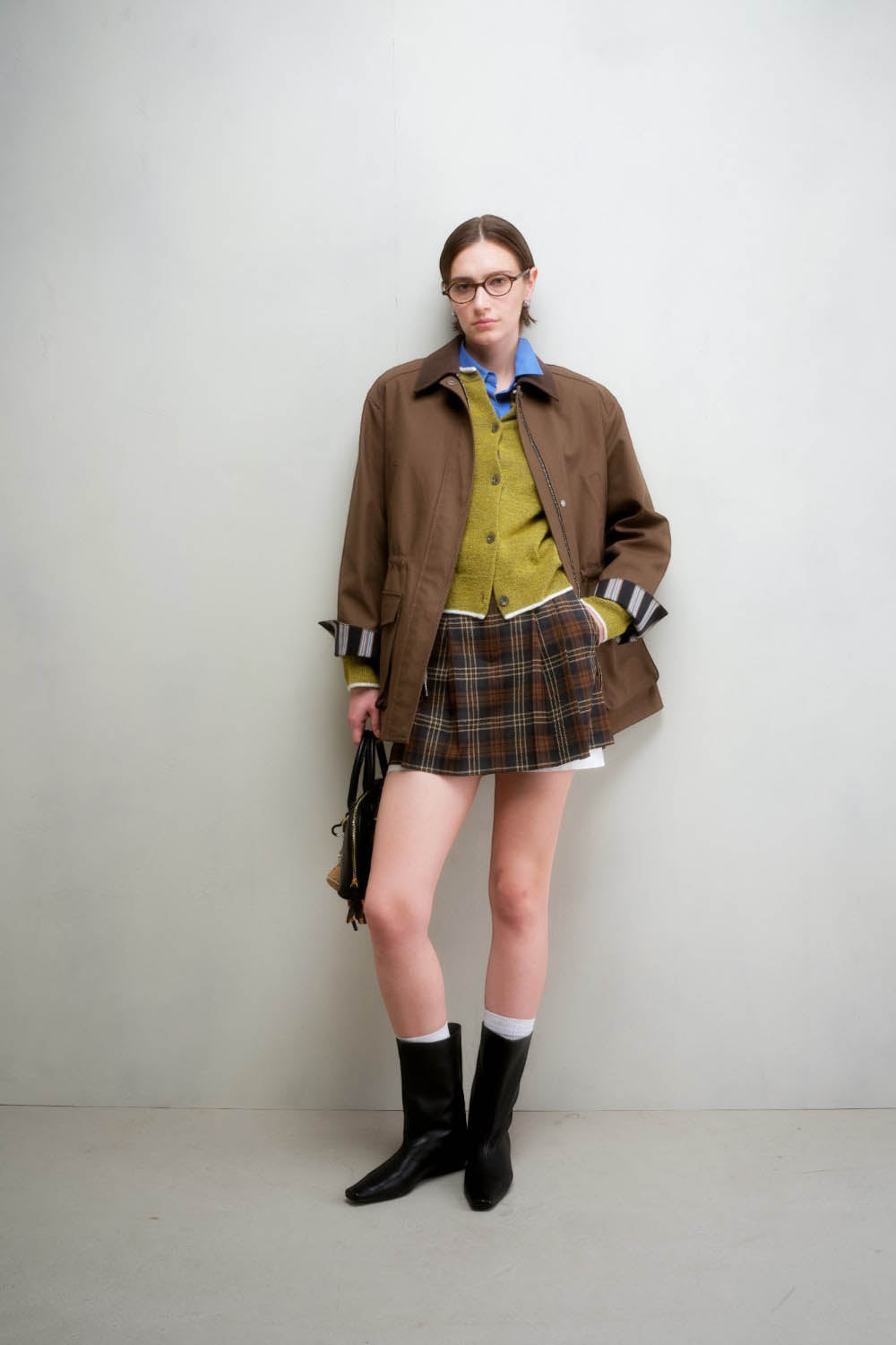 Marius Pleated A-Line Plaid Skirt