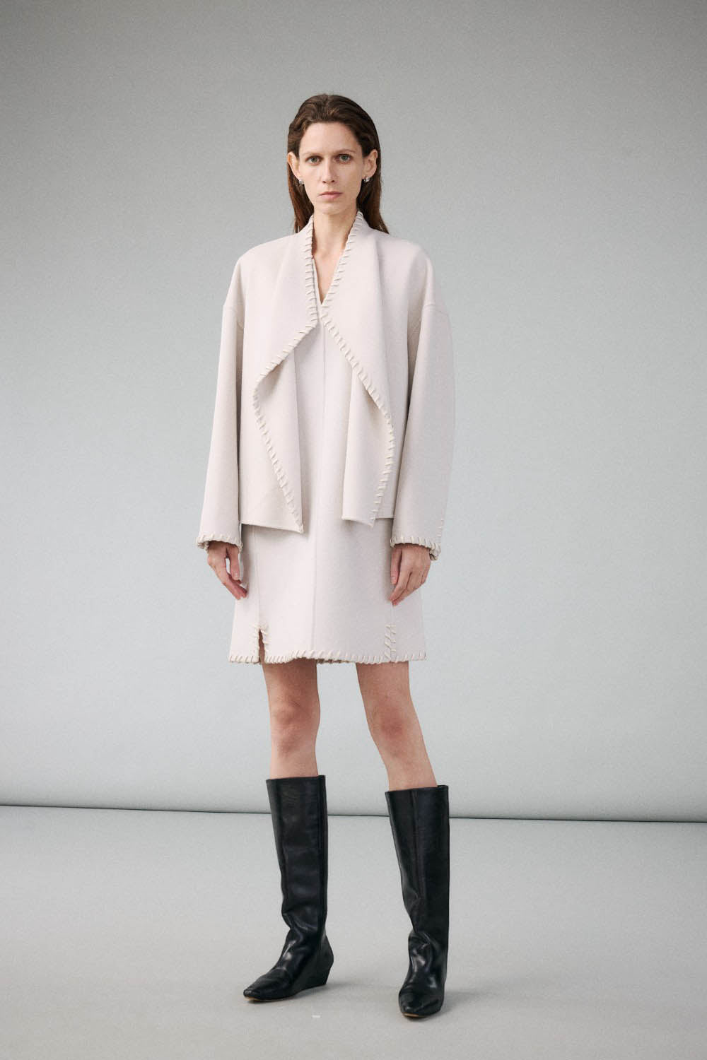 Minimalist Wool V-neck Mini Dress