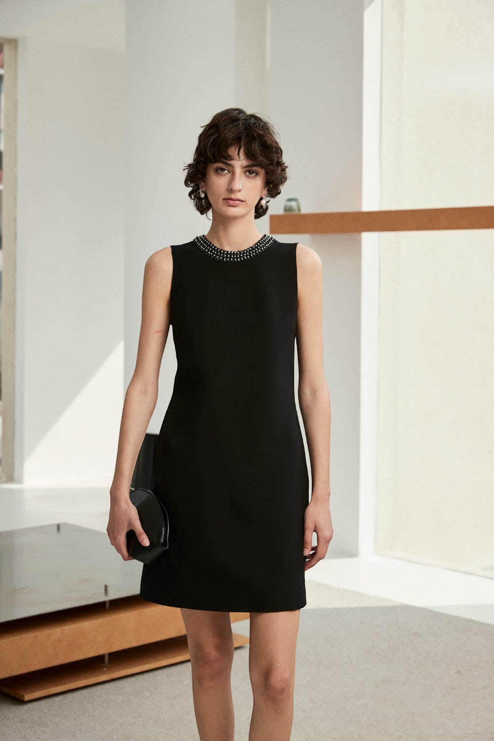 Marius Women's Silk Wool A-Line Beaded Sleeveless Dresss