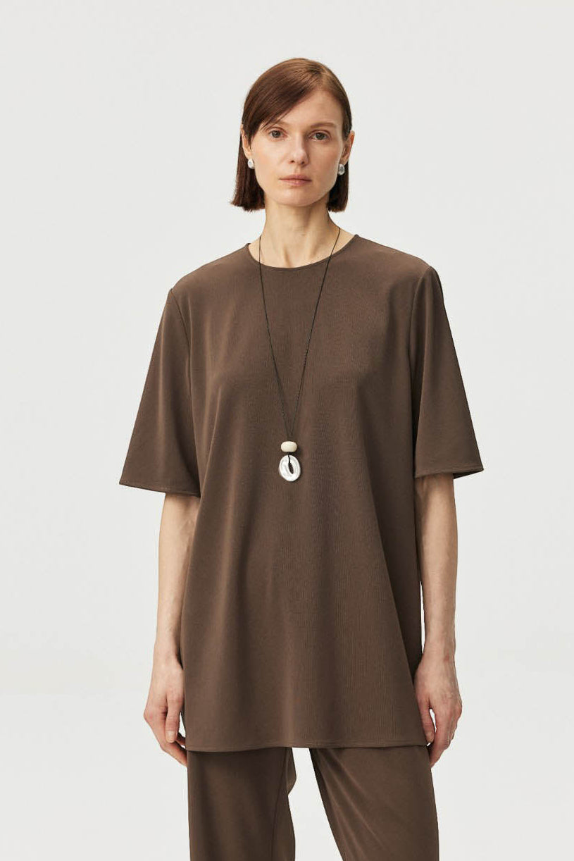 Fluid Acetate Blend Relaxed Half Sleeve Top