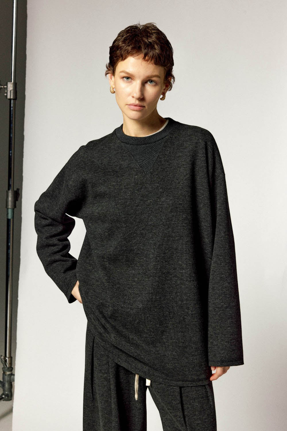 Soft Touch Structured Knit Sweatshirt