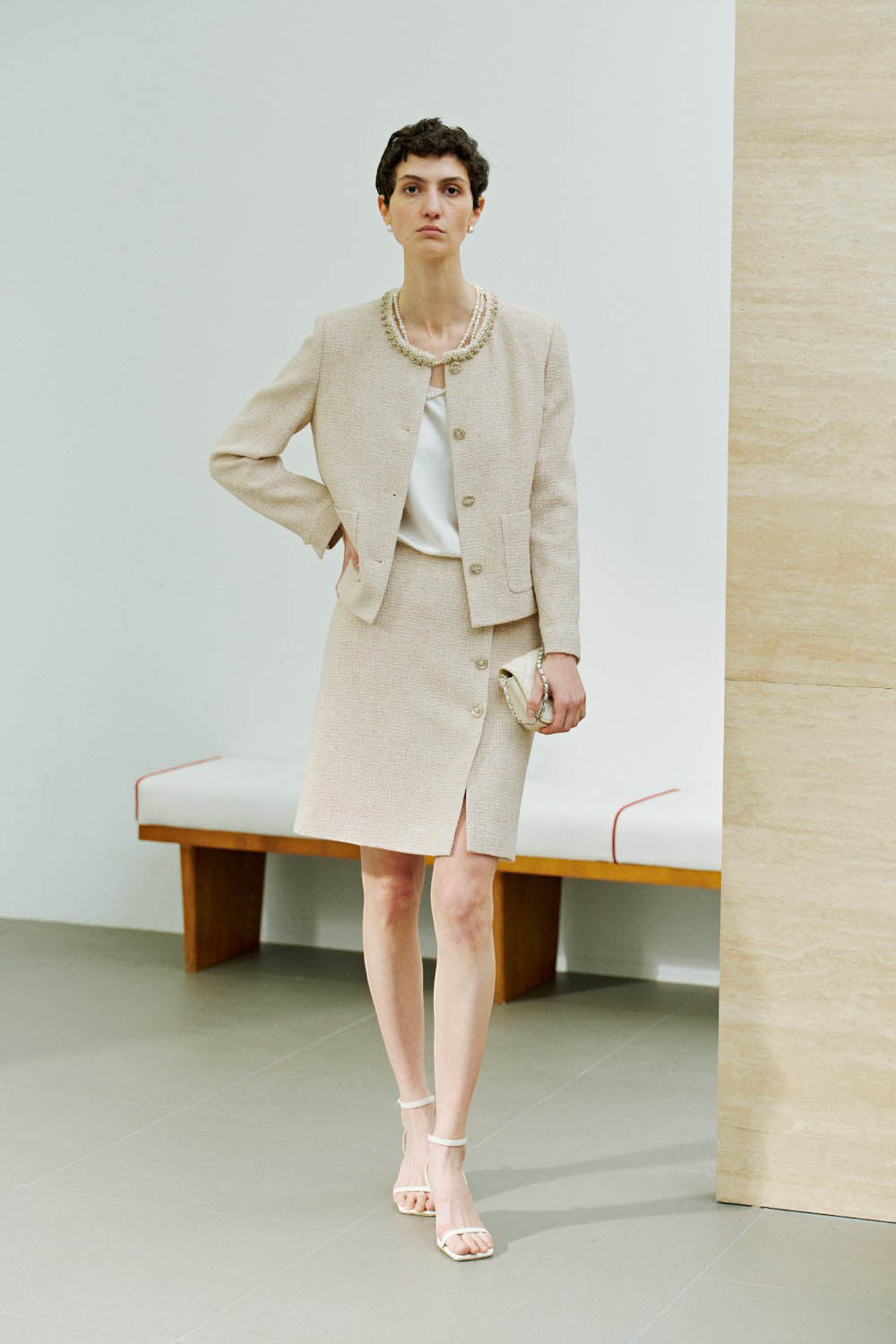 Marius Women's Office Workwear Cropped French-Style Tweed Jacket