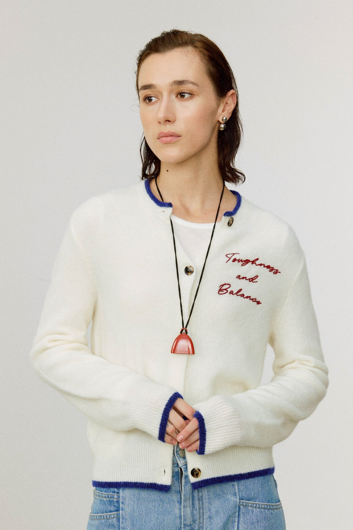 Wool-Alpaca Cardigan with Contrast Trim
