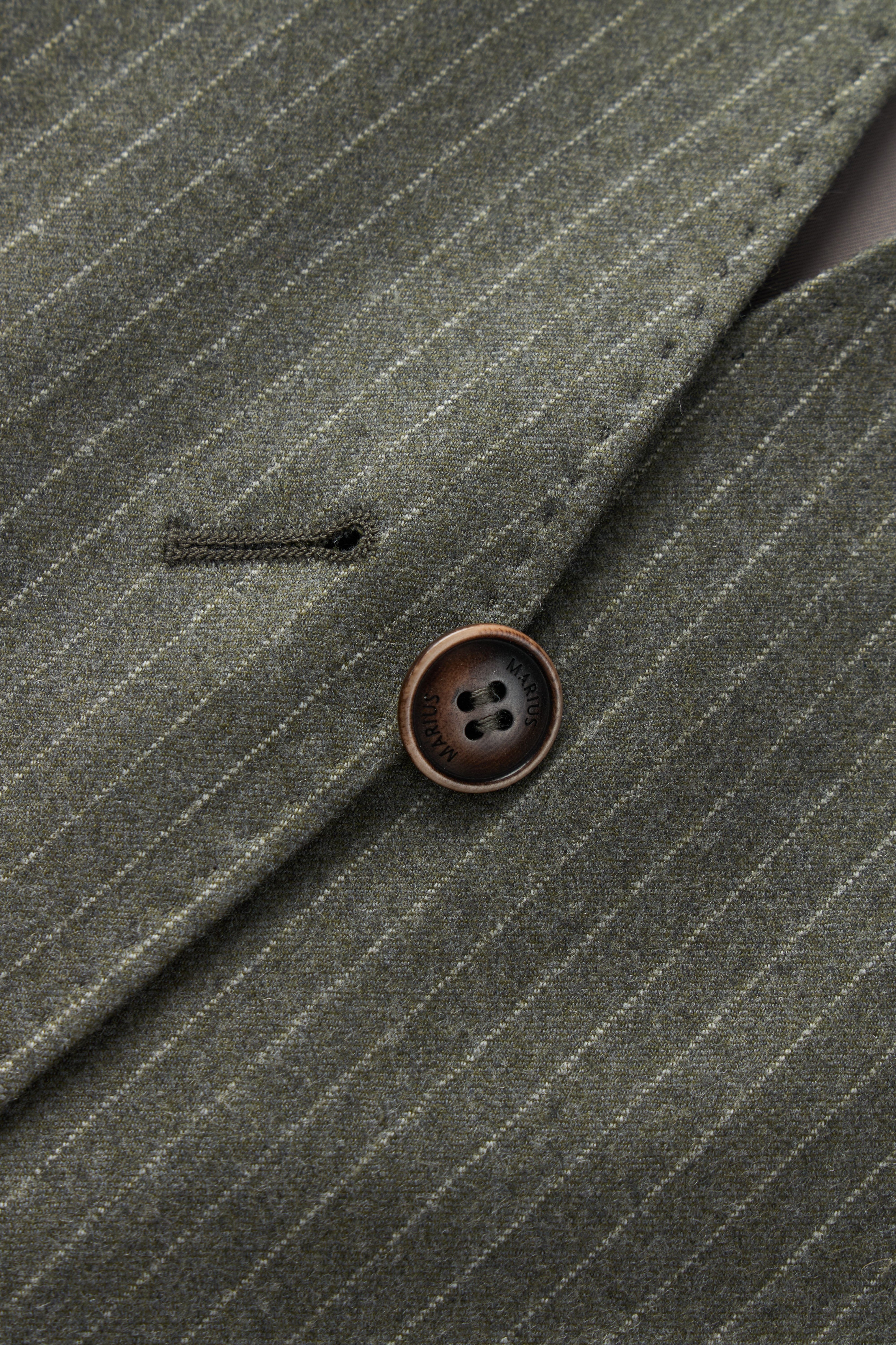 Marzotto Super 110s Merino Wool Collarless Pinstripe Blazer