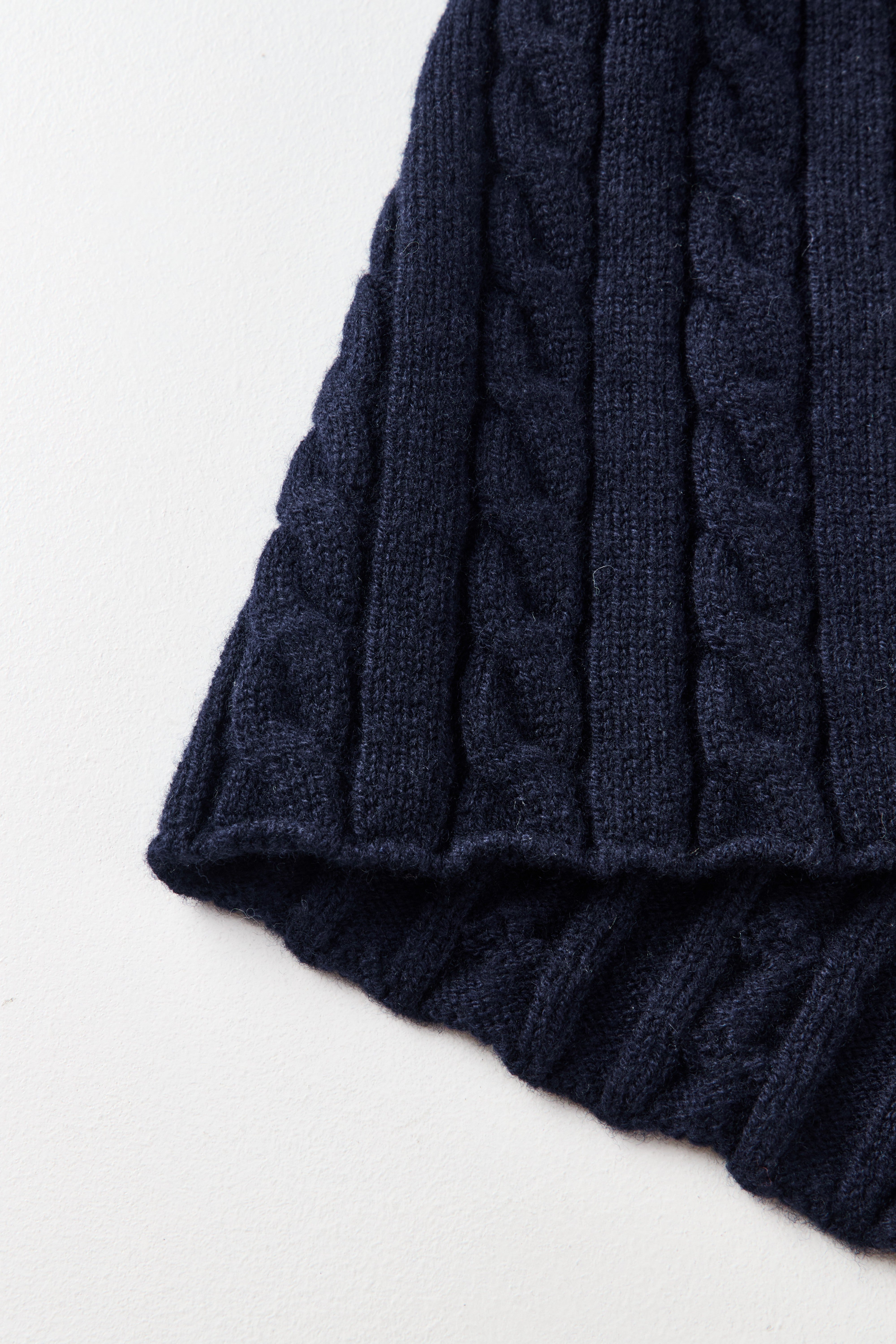 Classic Cable-Knit V-Neck Merino Wool Sweater