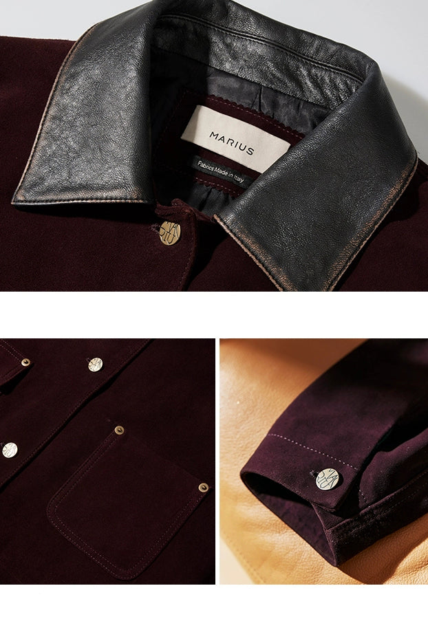 Marius Women's Spliced Leather Lapel Jacket