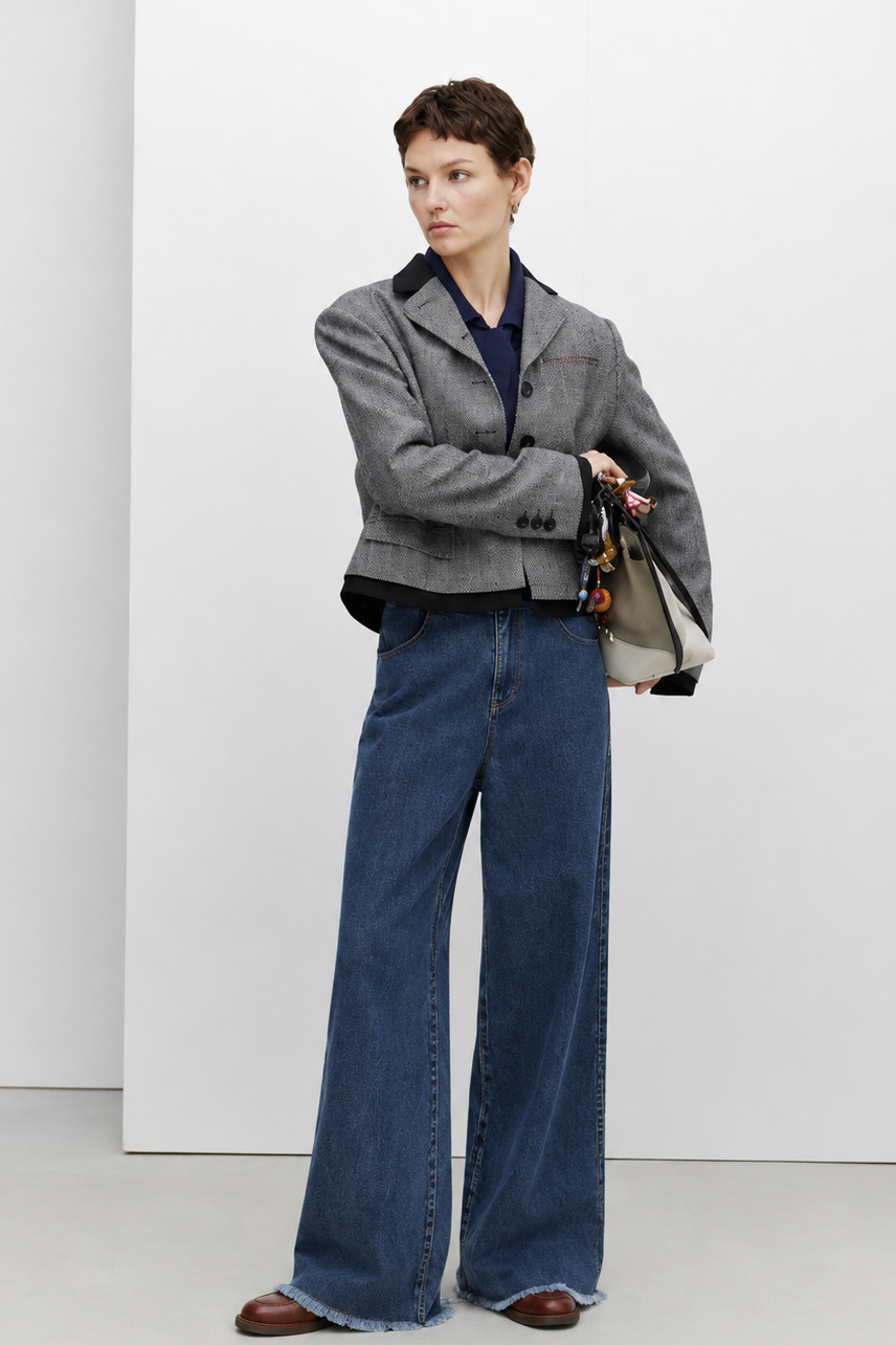 Tailored Straight-Leg Jeans with Frayed Hem