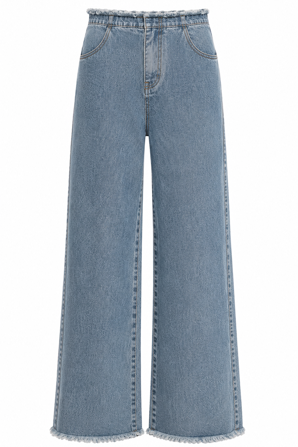 Tailored Straight-Leg Jeans with Frayed Hem