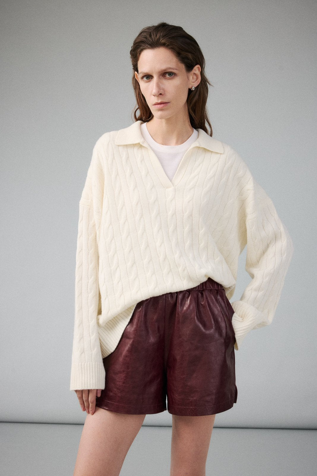 Marius Women's Cable-Knit Polo Sweater