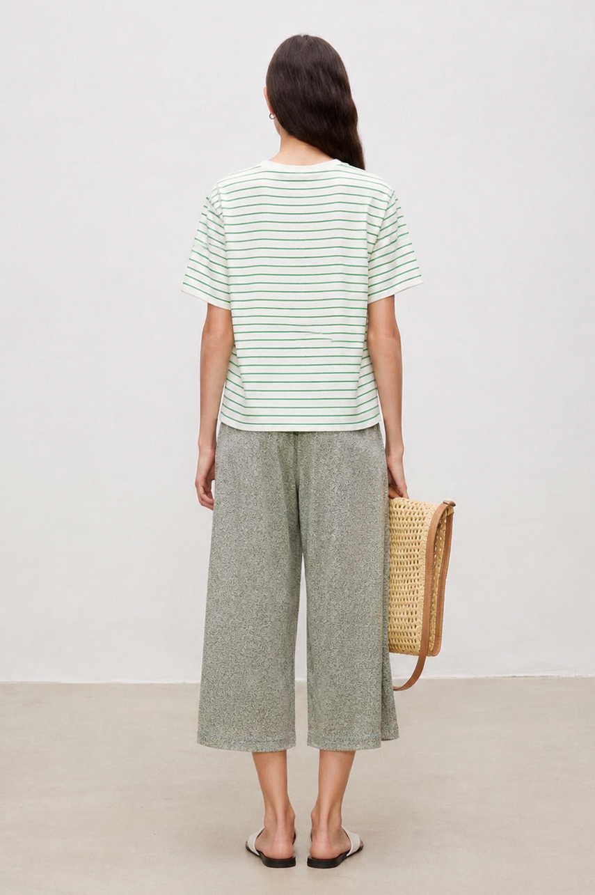 Soft Touch Linen Blend Wide Leg Crop Pants
