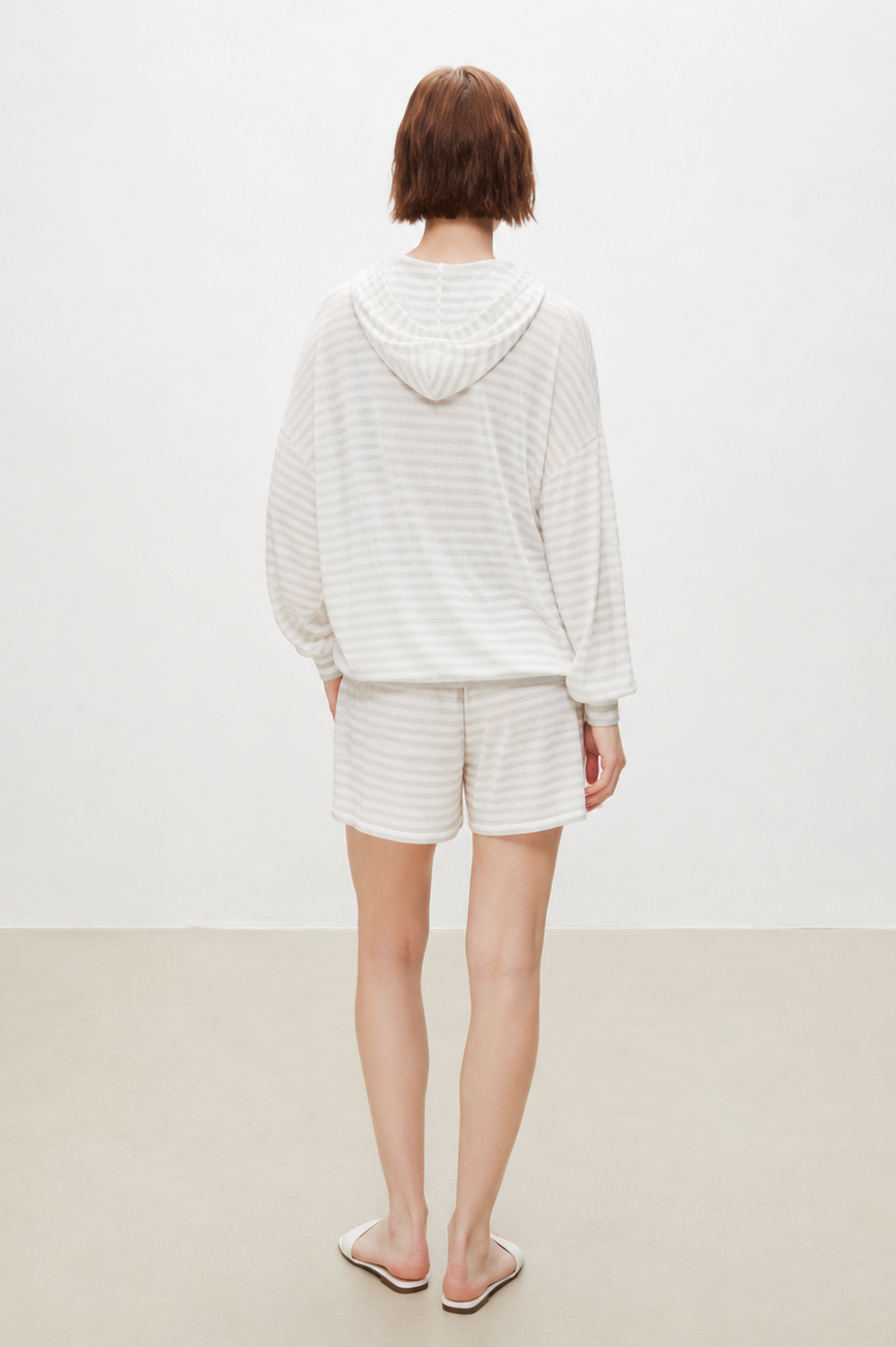 Striped Cotton Blend Knit Shorts