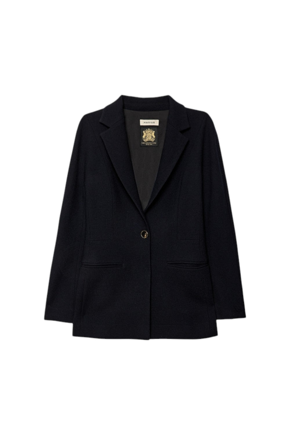 Double Crepe Wool Cinch-Waist Blazer