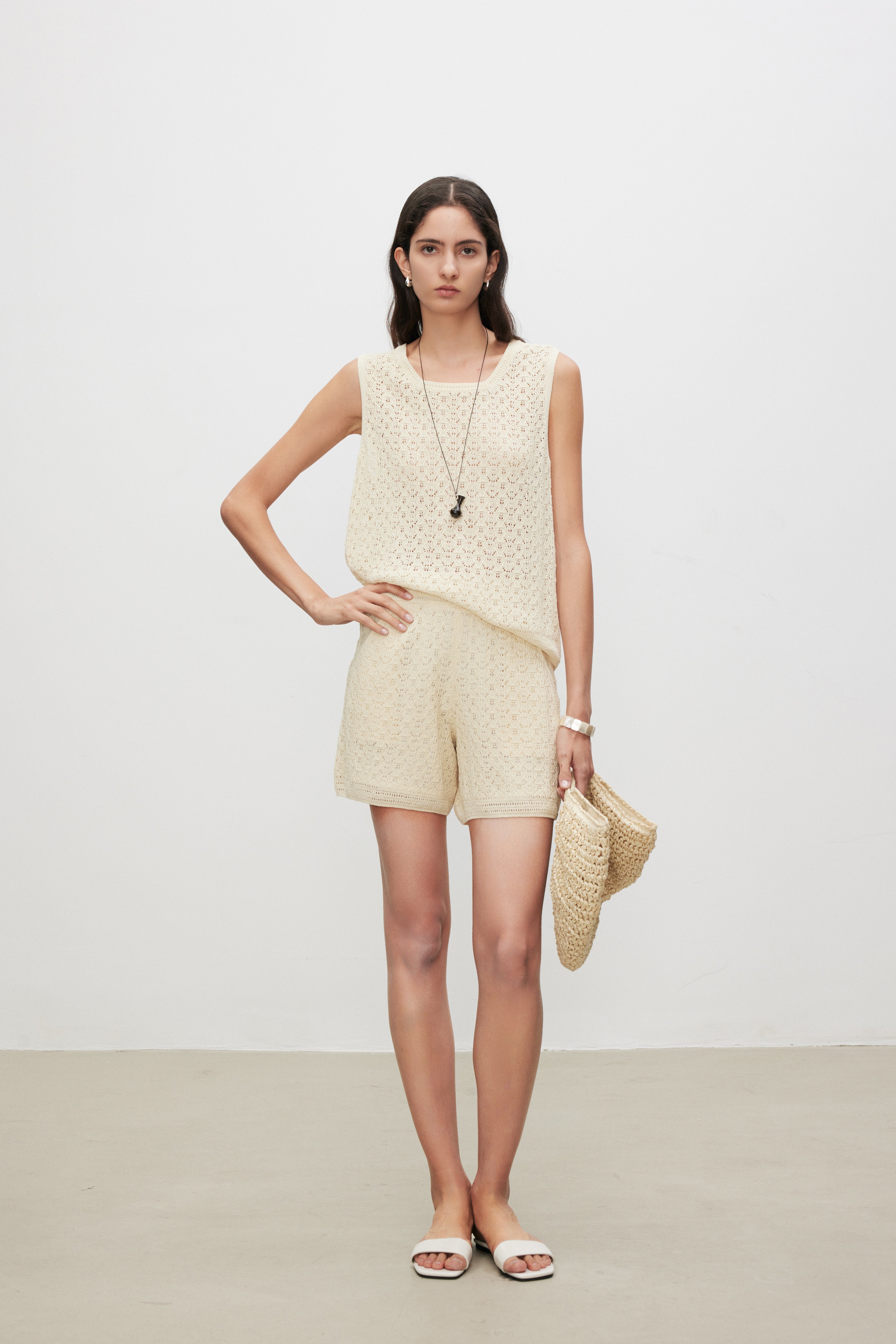 Crochet Knit Lace-Look Shorts