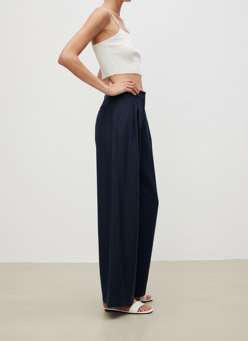 Linen Pleated Wide Pants