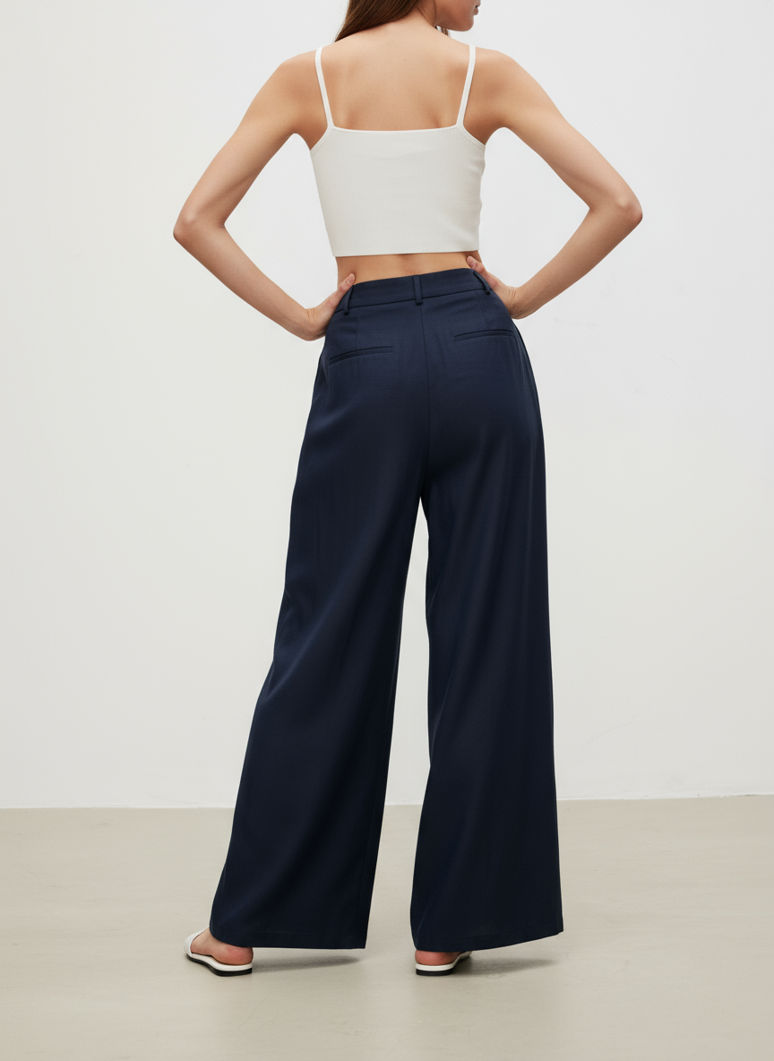 Linen Pleated Wide Pants