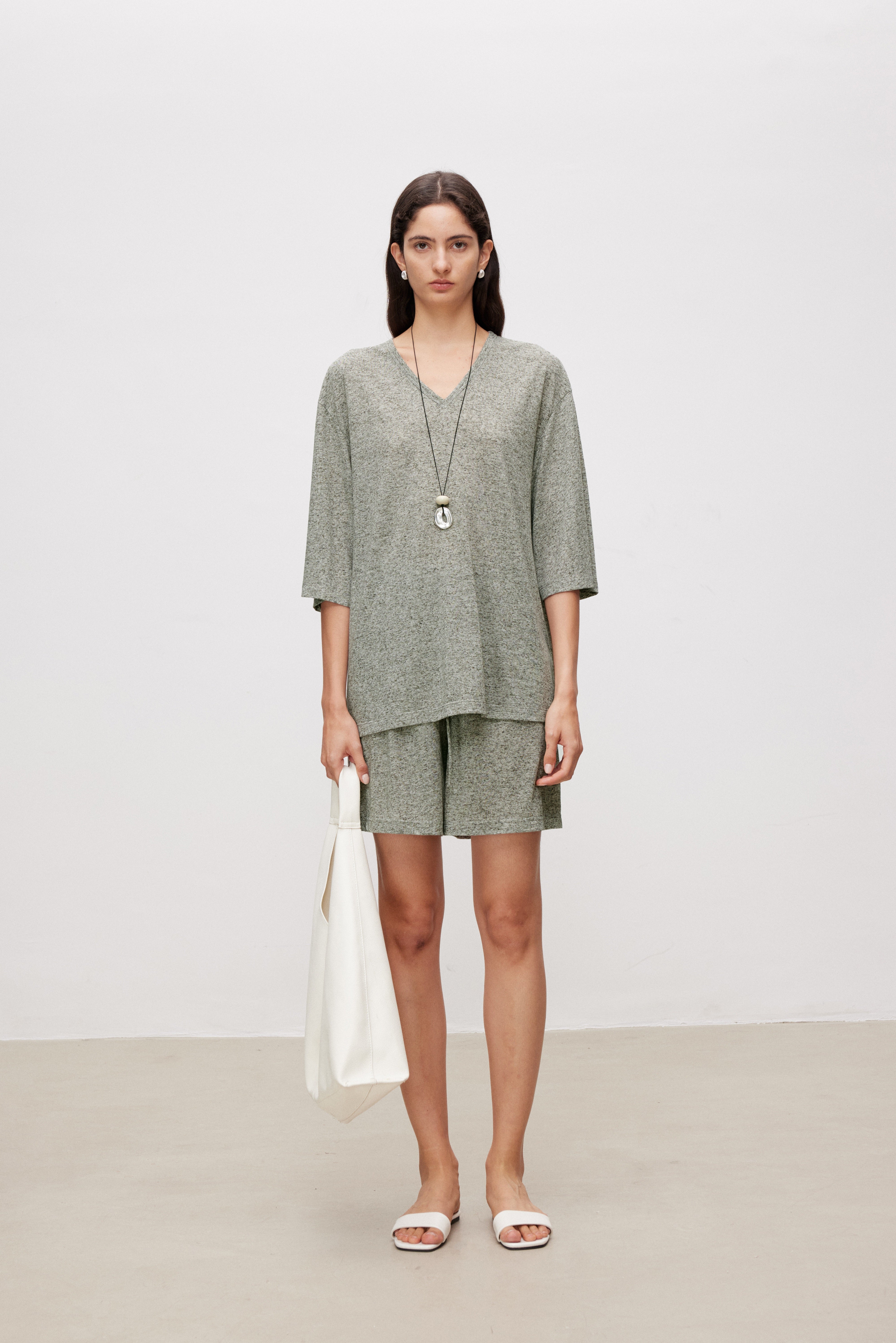 Soft Touch Linen Blend V-Neck Top