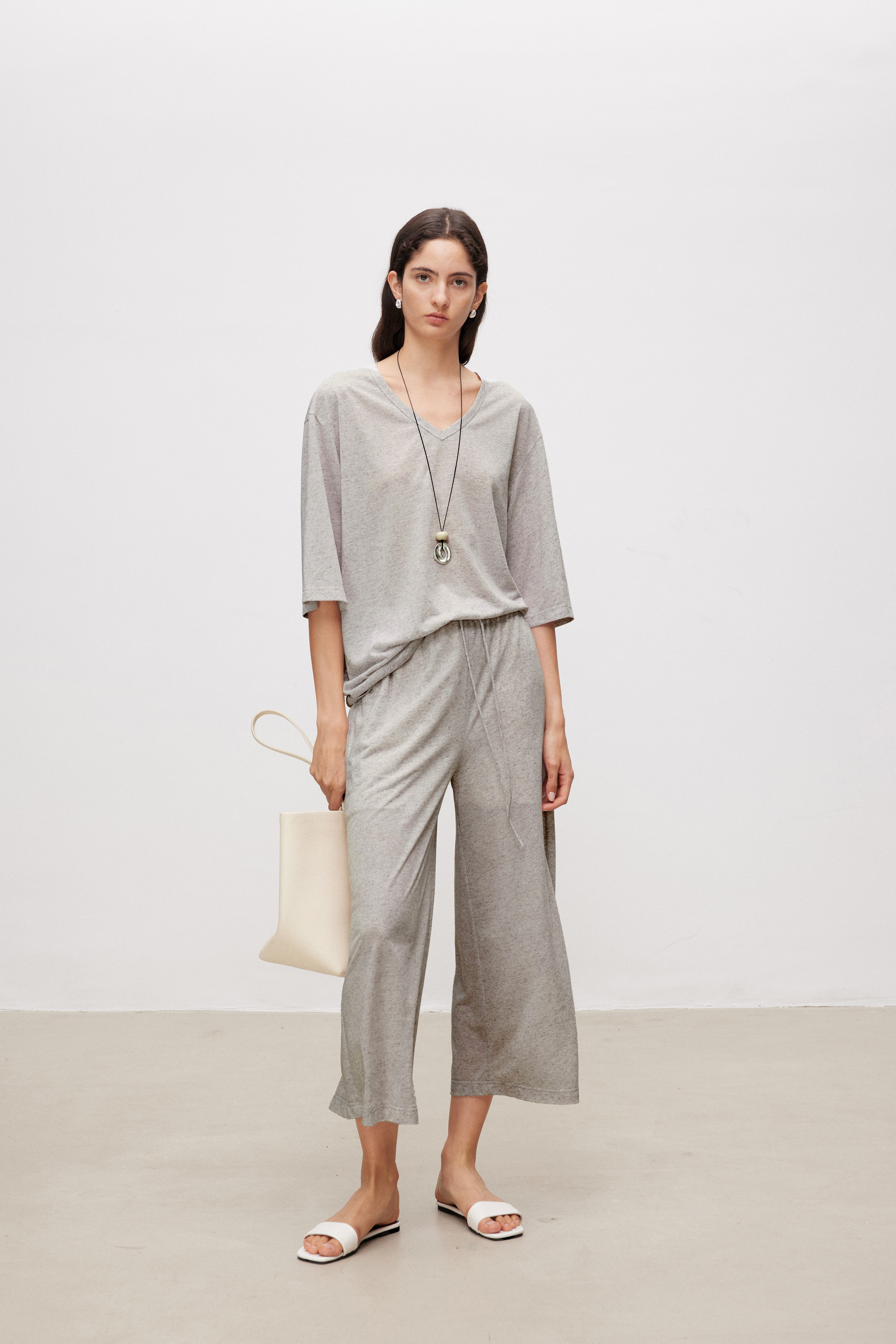 Soft Touch Linen Blend Wide Leg Crop