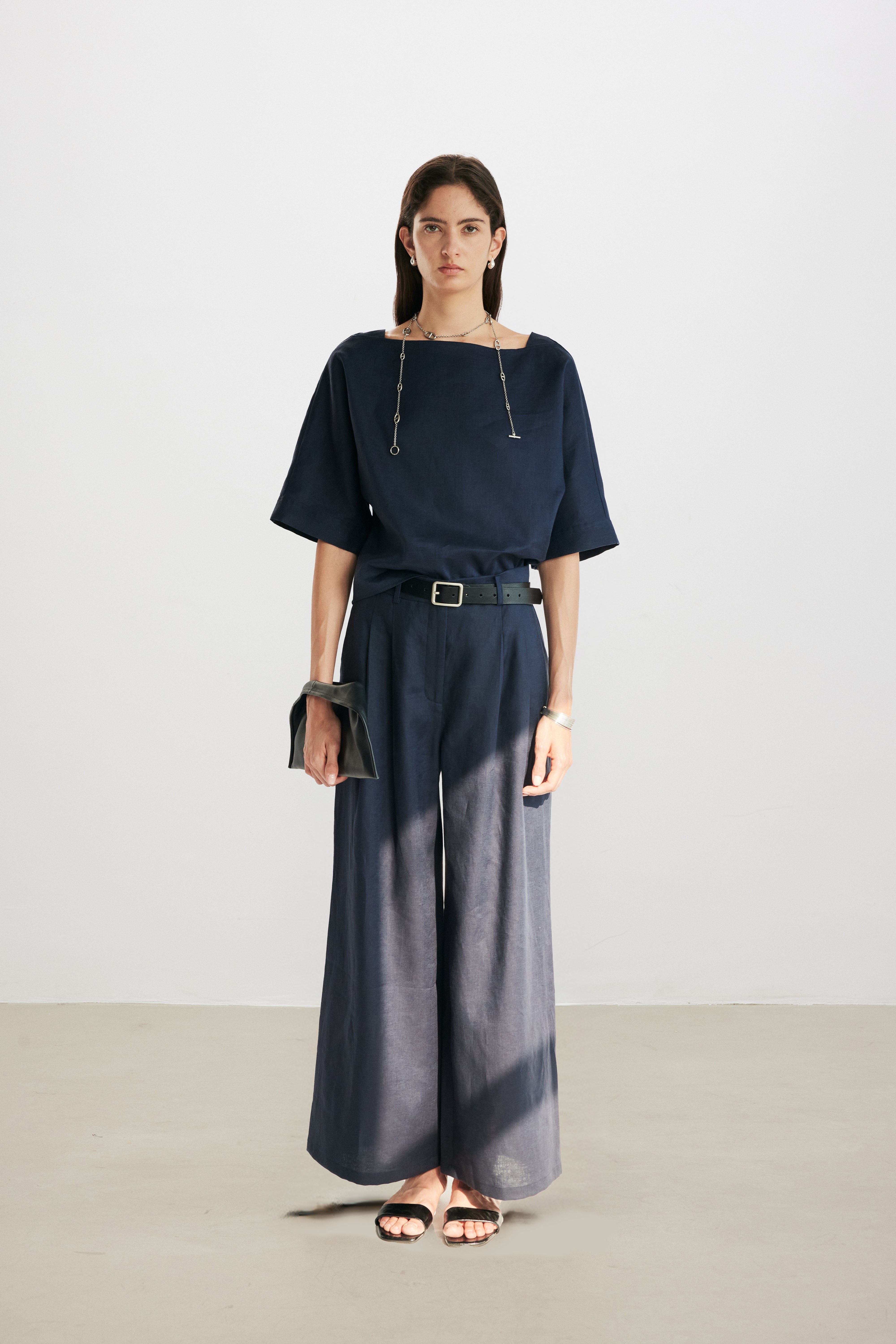 Linen Pleated Wide Pants