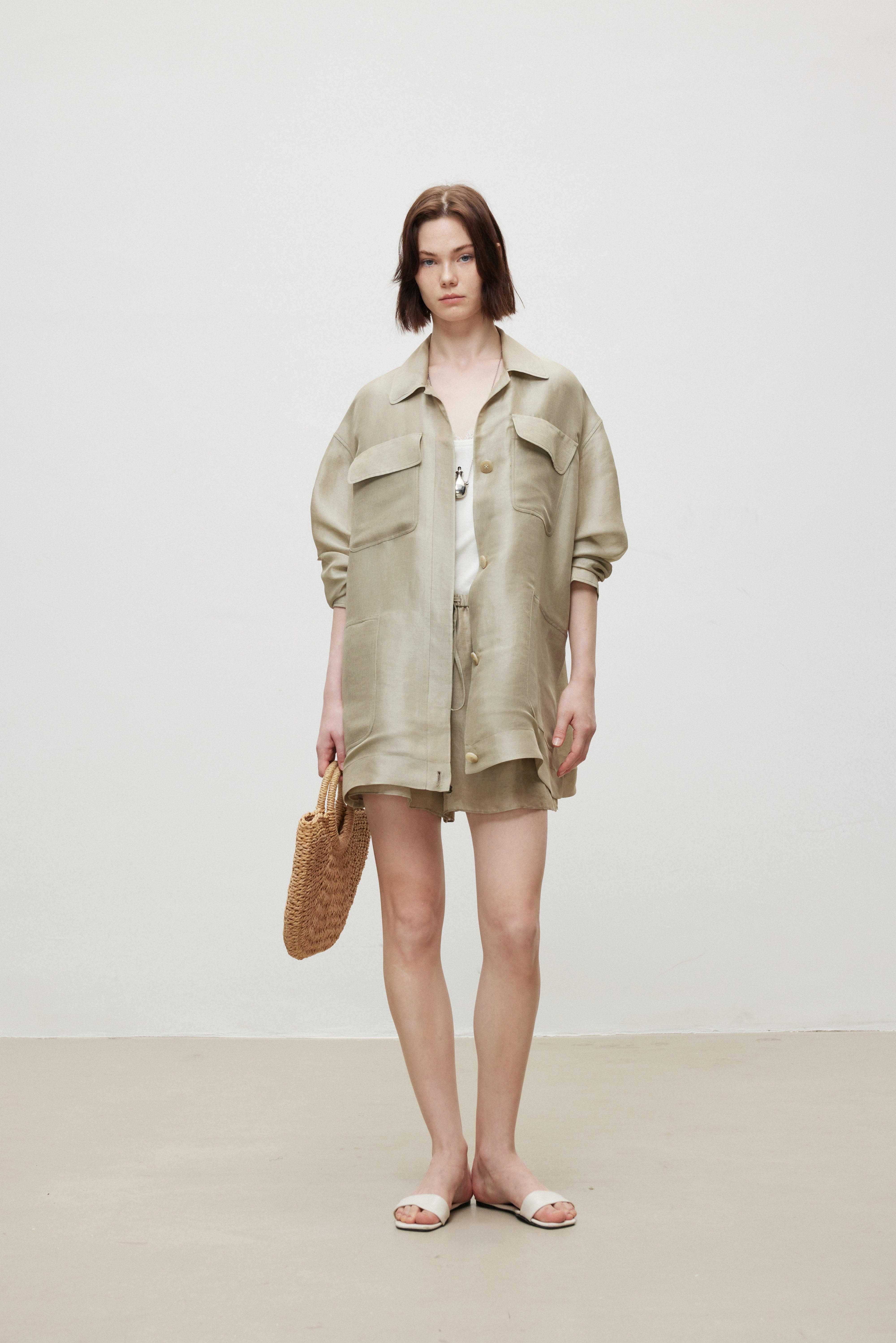Oversized Linen Silk Relaxed Jacket
