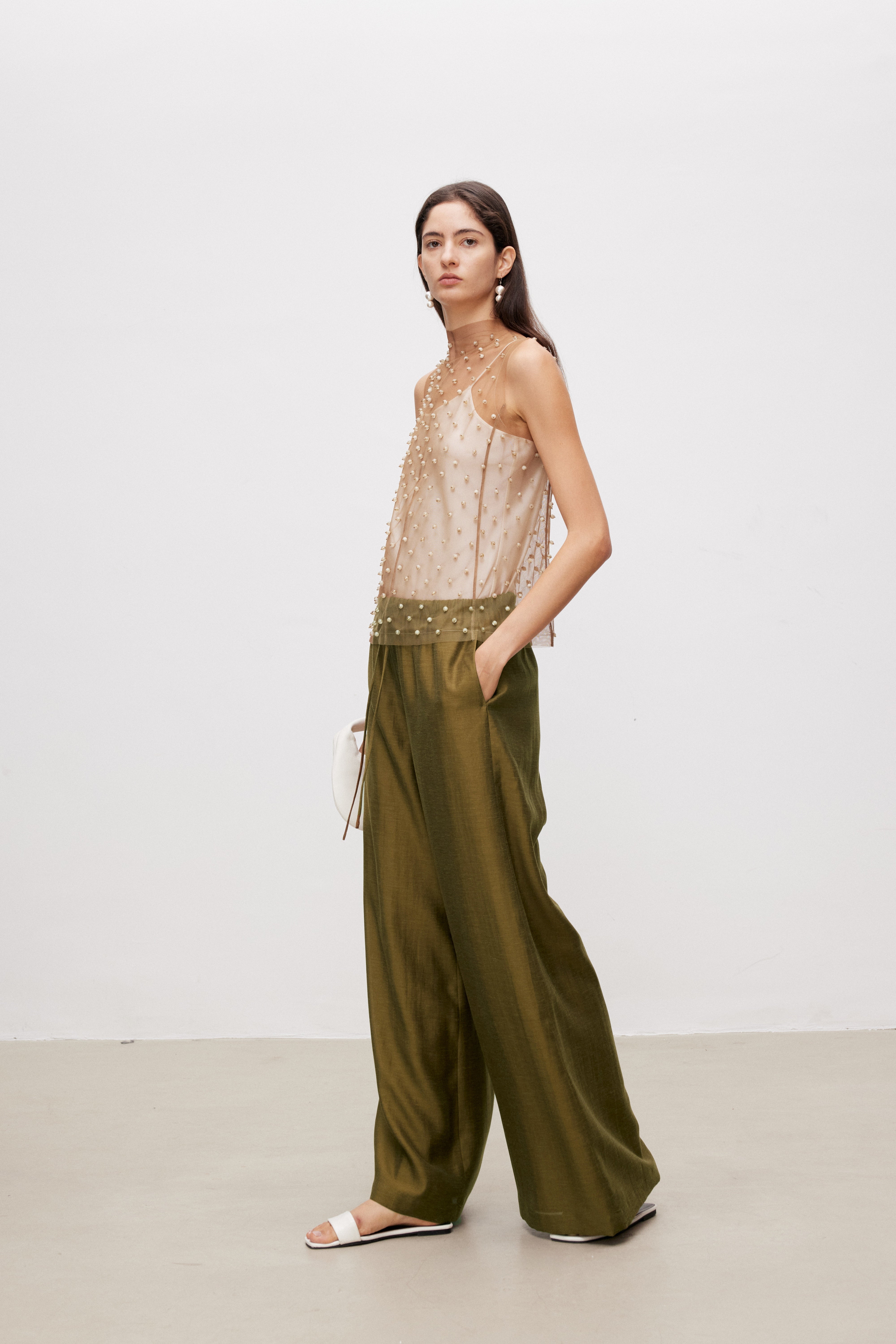 Linen Blend Wide Leg Pants
