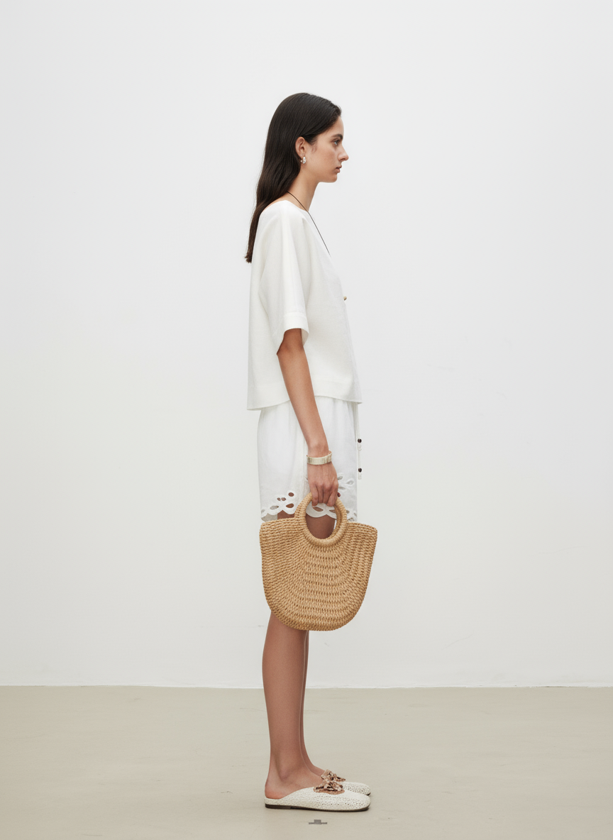 Linen Broderie Anglaise Shorts