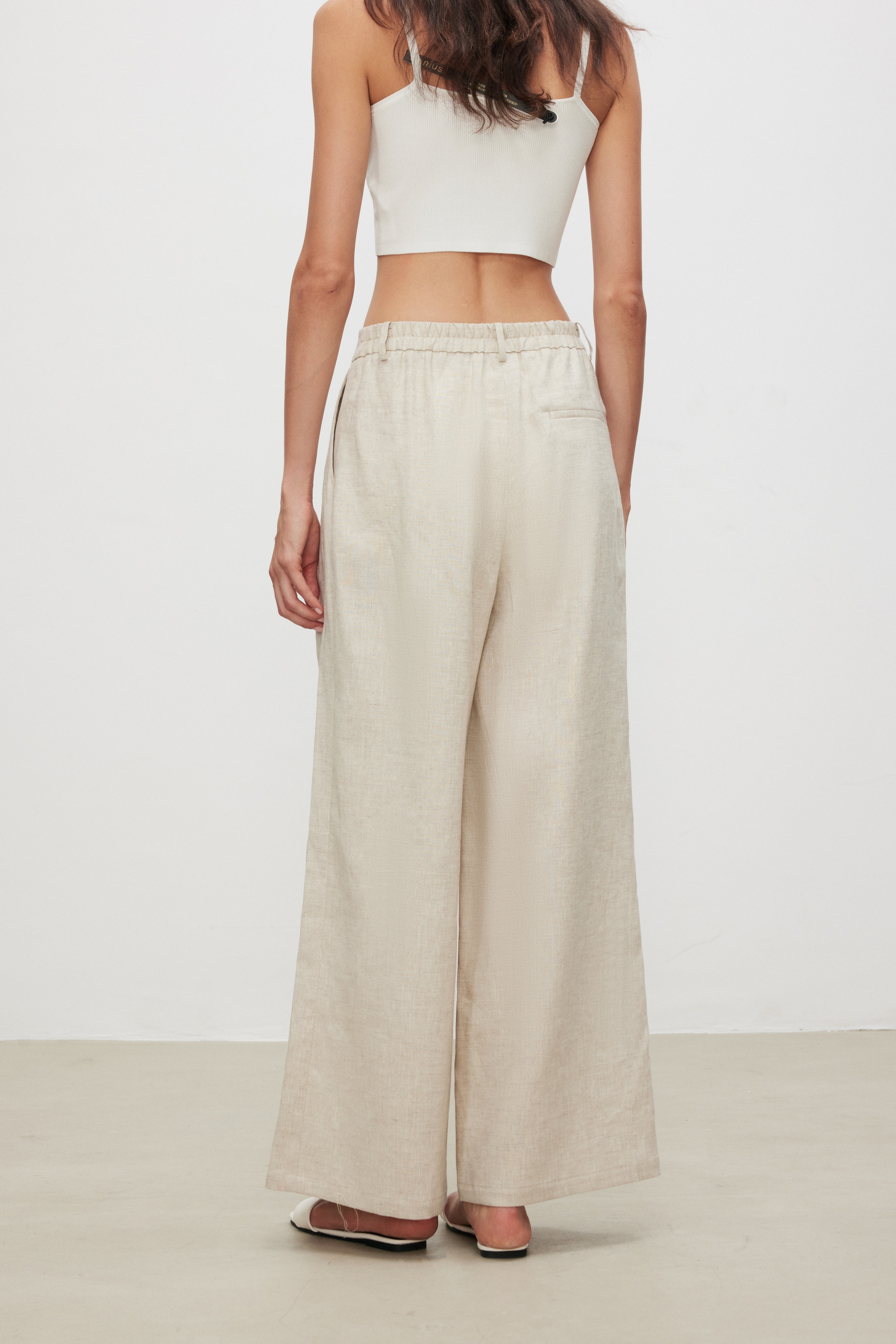 Linen Pleated Wide Pants