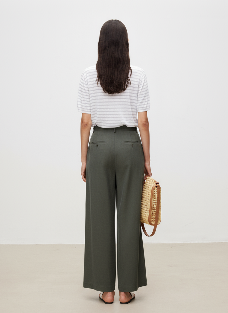 Relaxed Cropped Lyocell Linen Trousers