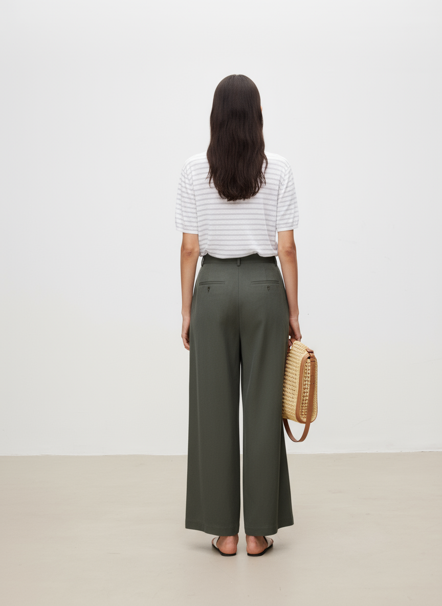 Relaxed Cropped Lyocell Linen Trousers