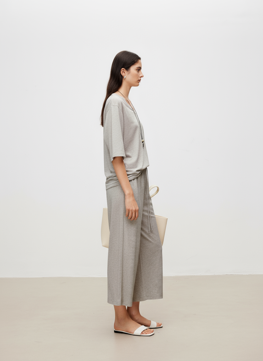 Soft Touch Linen Blend Wide Leg Crop