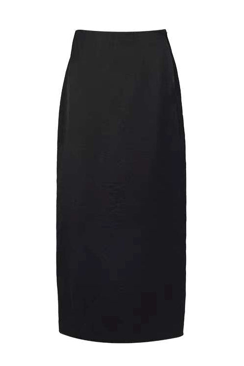 Pearl Sheen Acetate Linen Blend Straight Midi Skirt