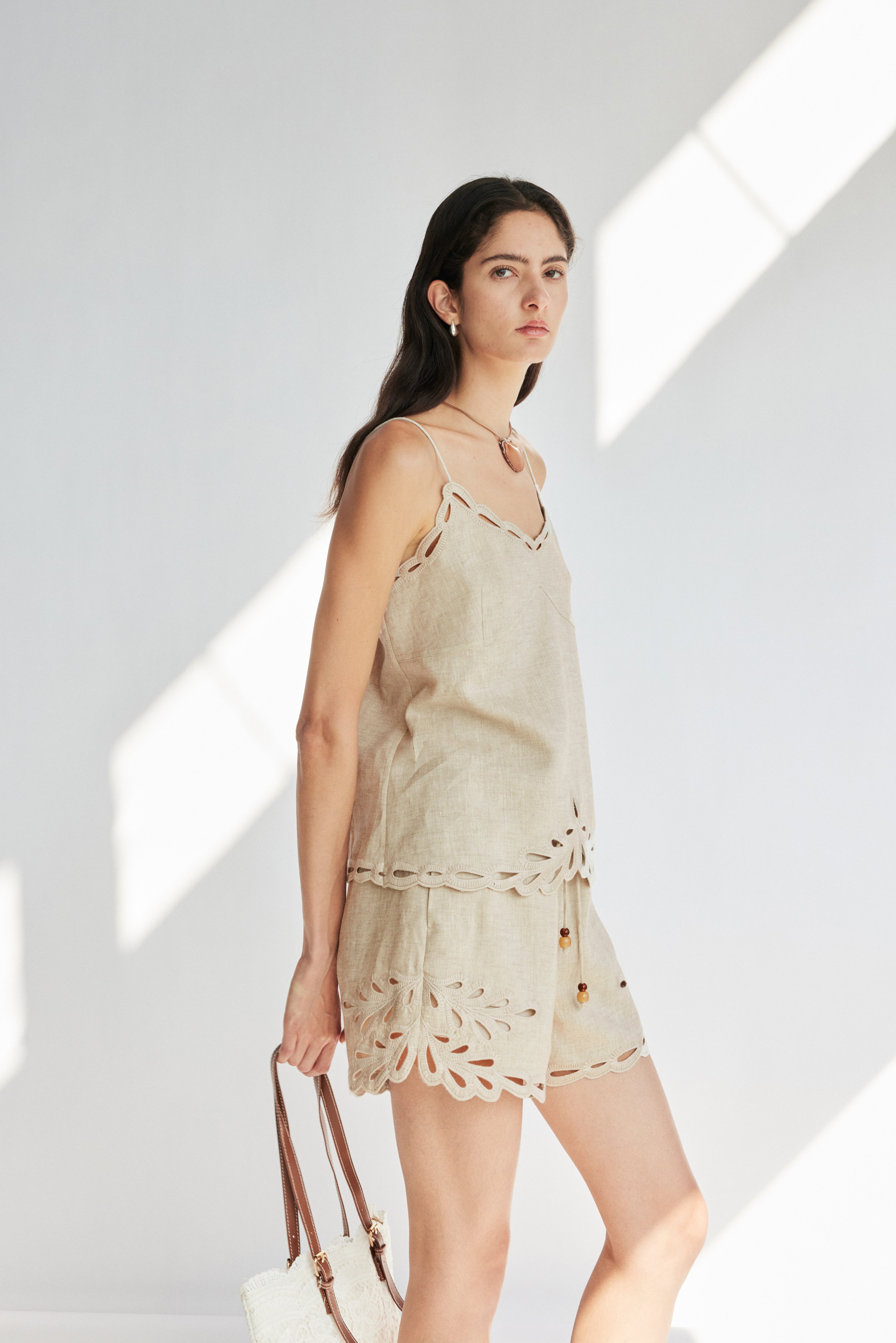 Linen Broderie Anglaise Cami Top