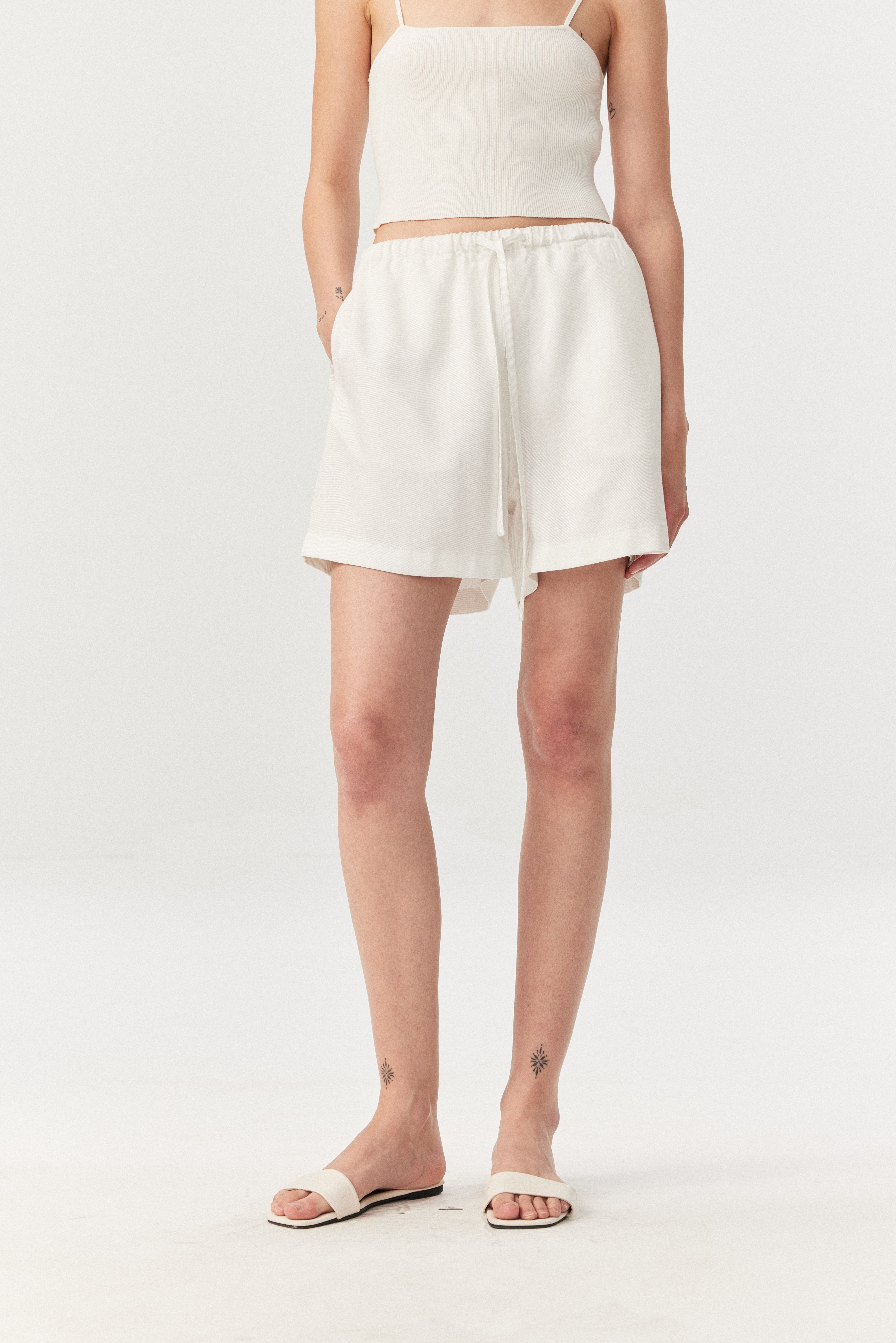 Eco Wash Lyocell Airy Wide Denim Shorts
