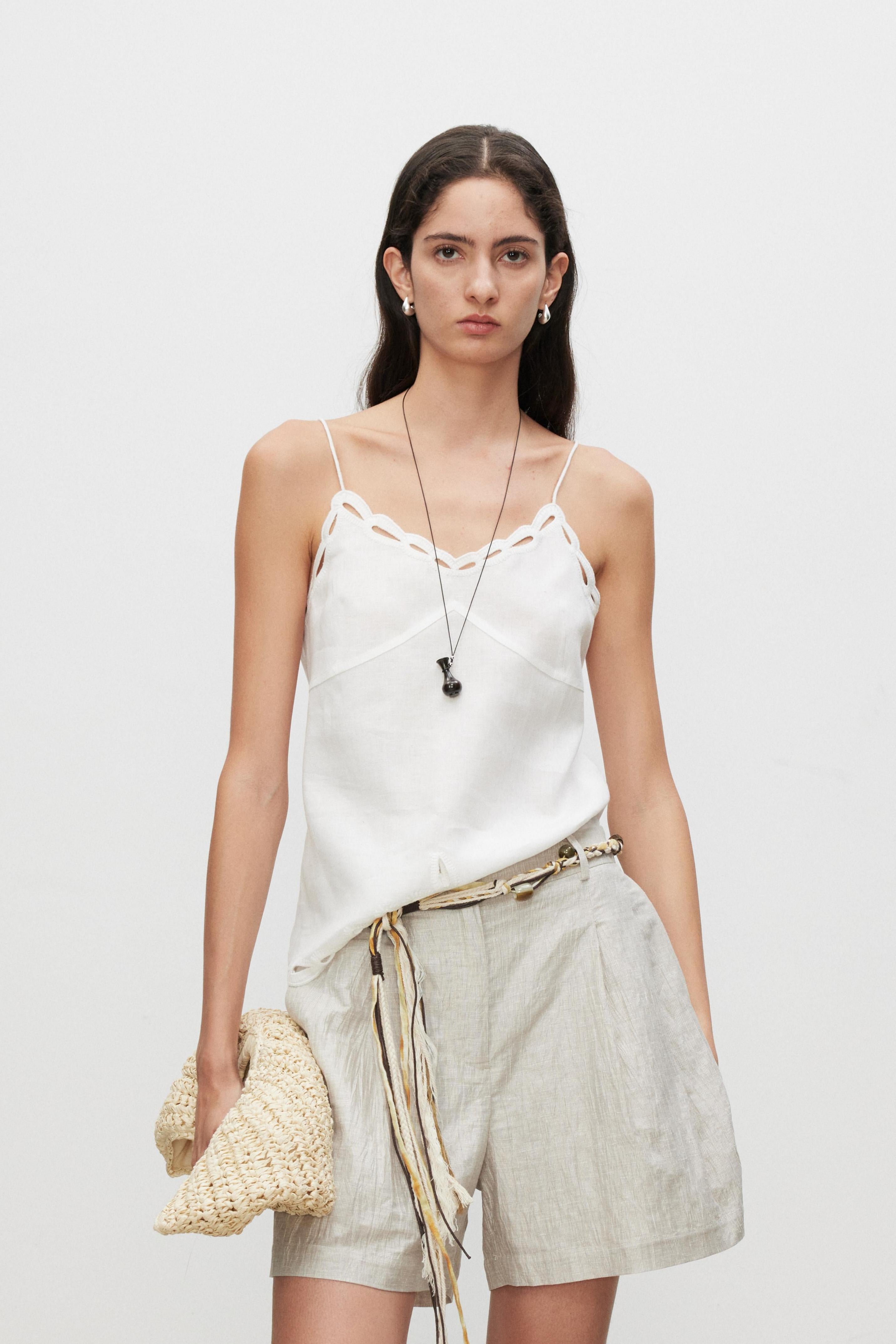 Linen Broderie Anglaise Cami Top