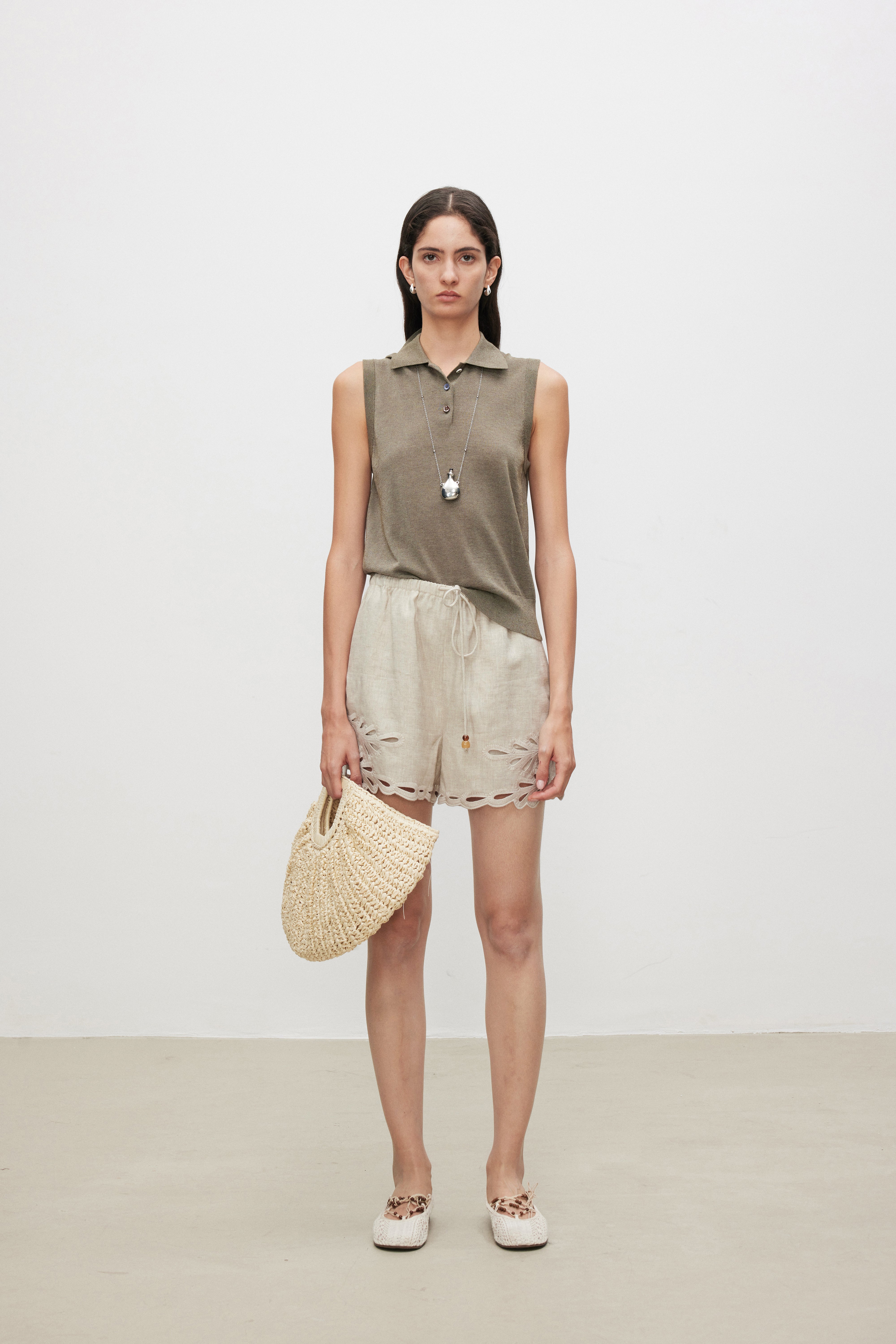 Linen Broderie Anglaise Shorts