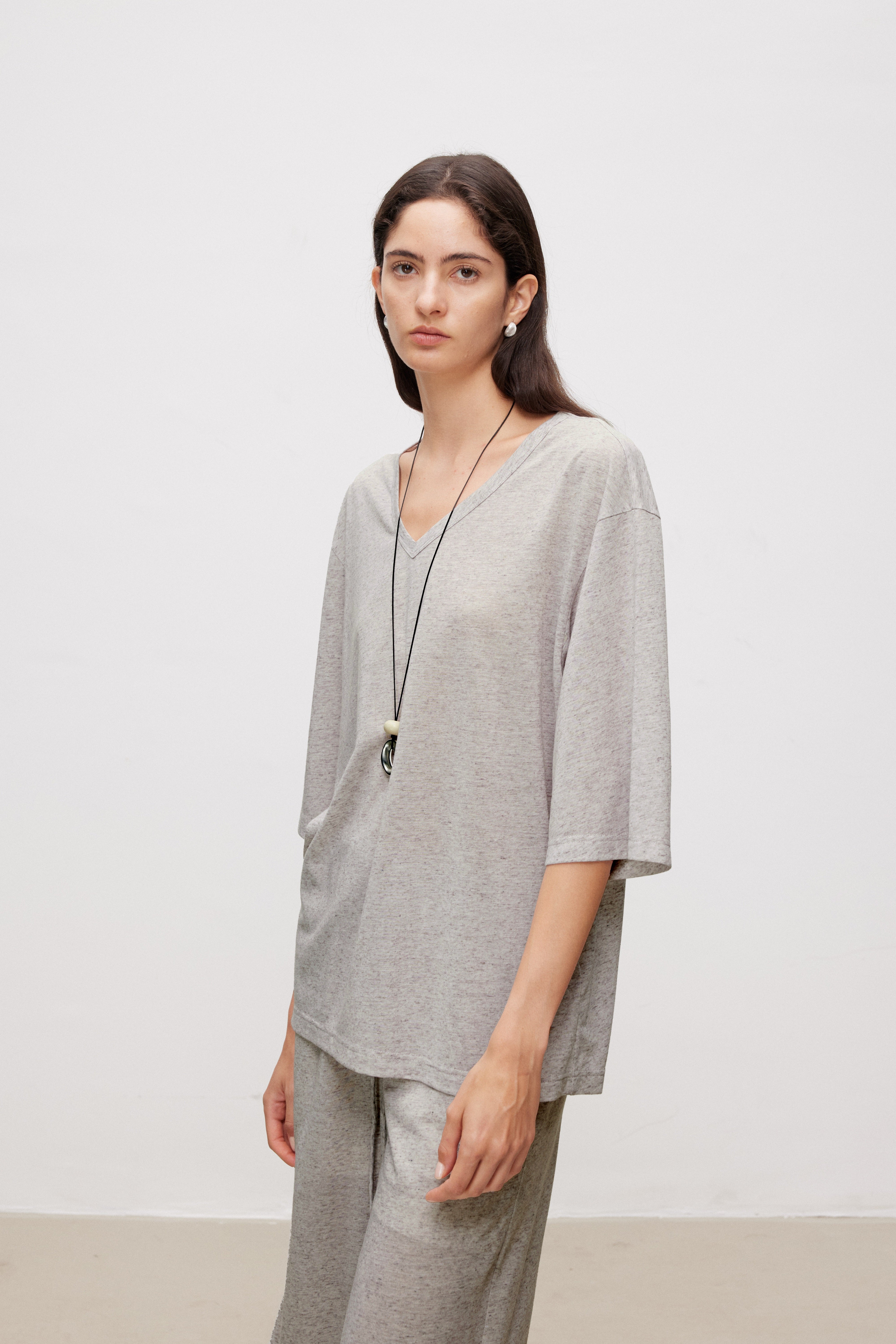 Soft Touch Linen Blend V-Neck Top
