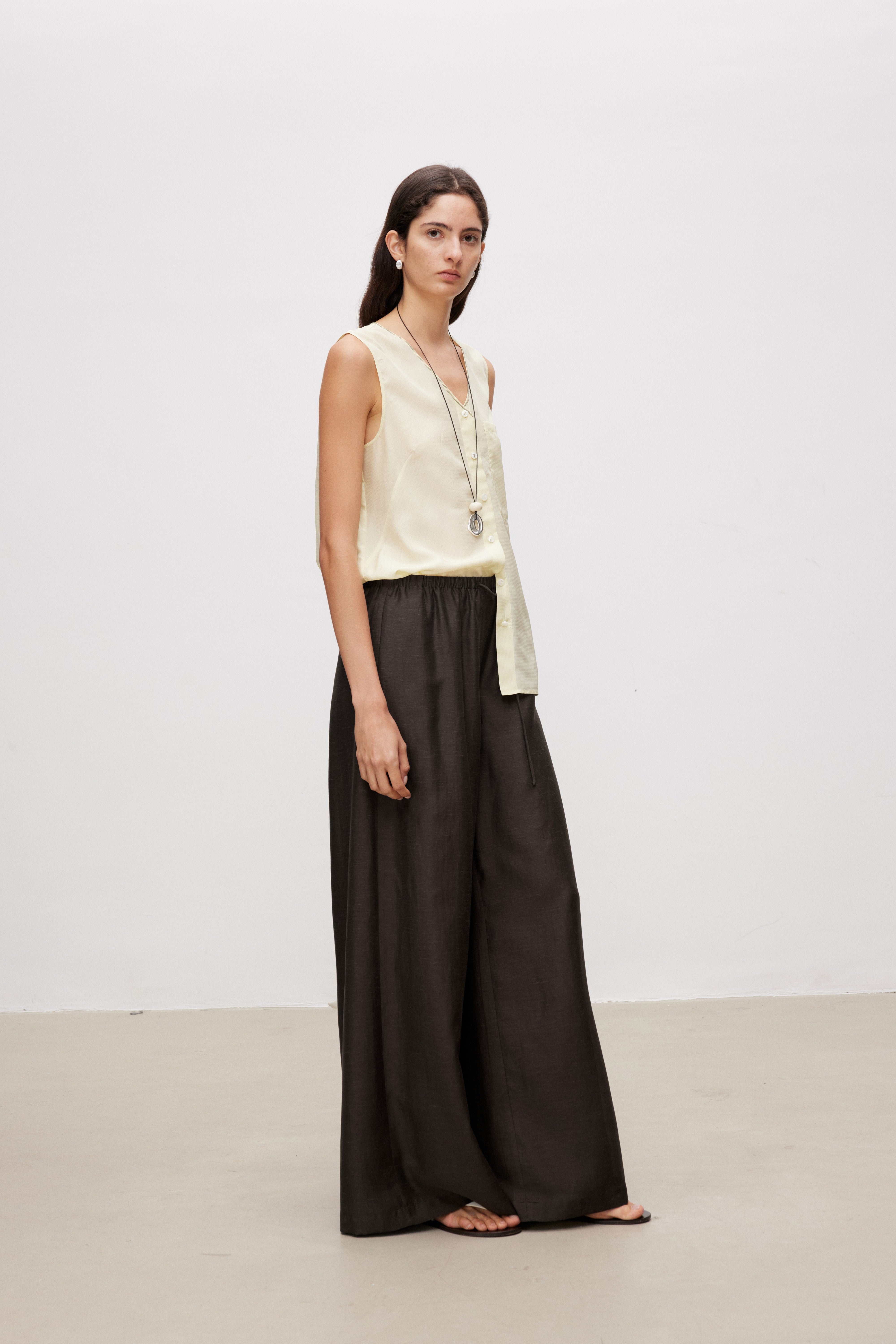 Linen Blend Wide Leg Pants