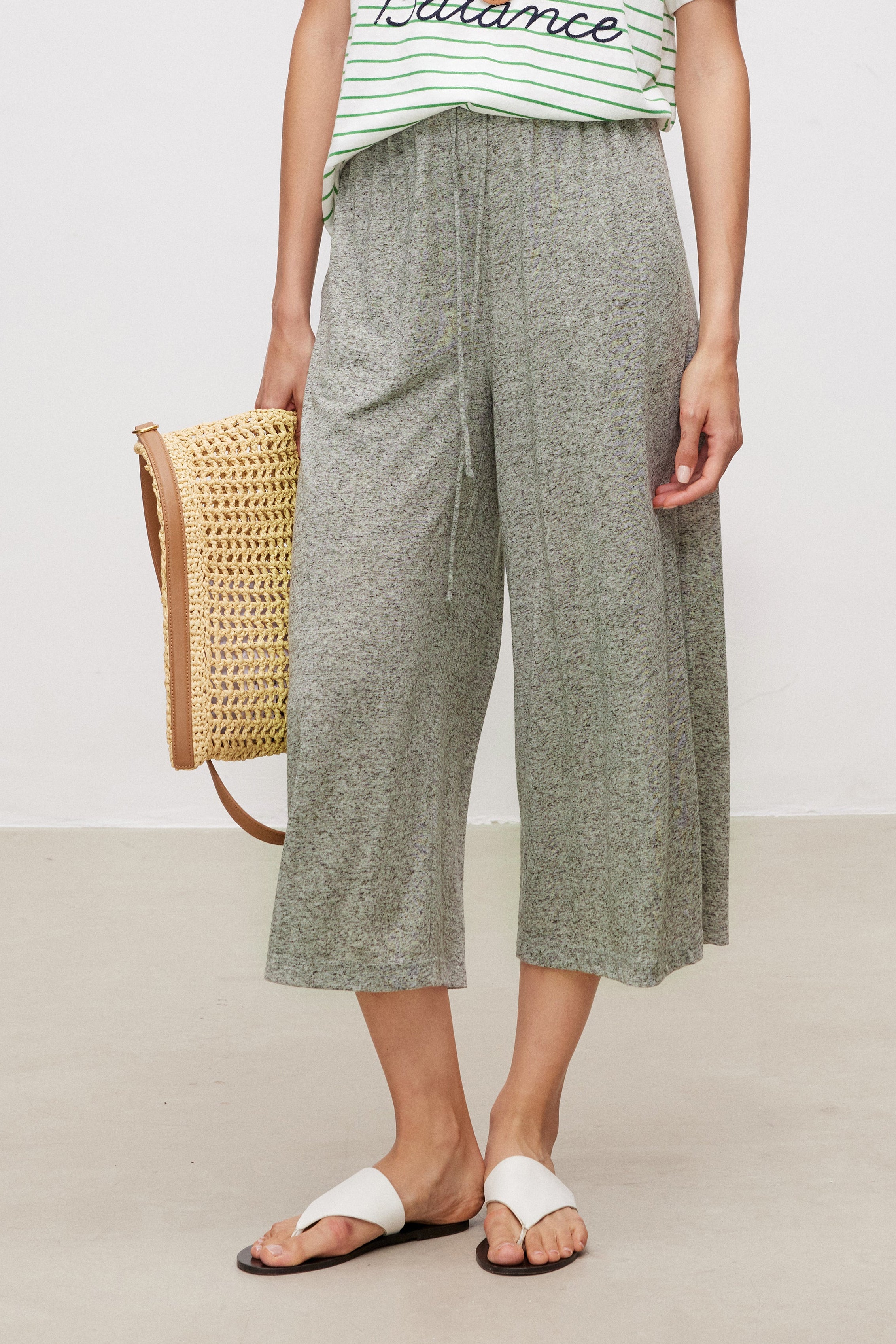 Soft Touch Linen Blend Wide Leg Crop Pants