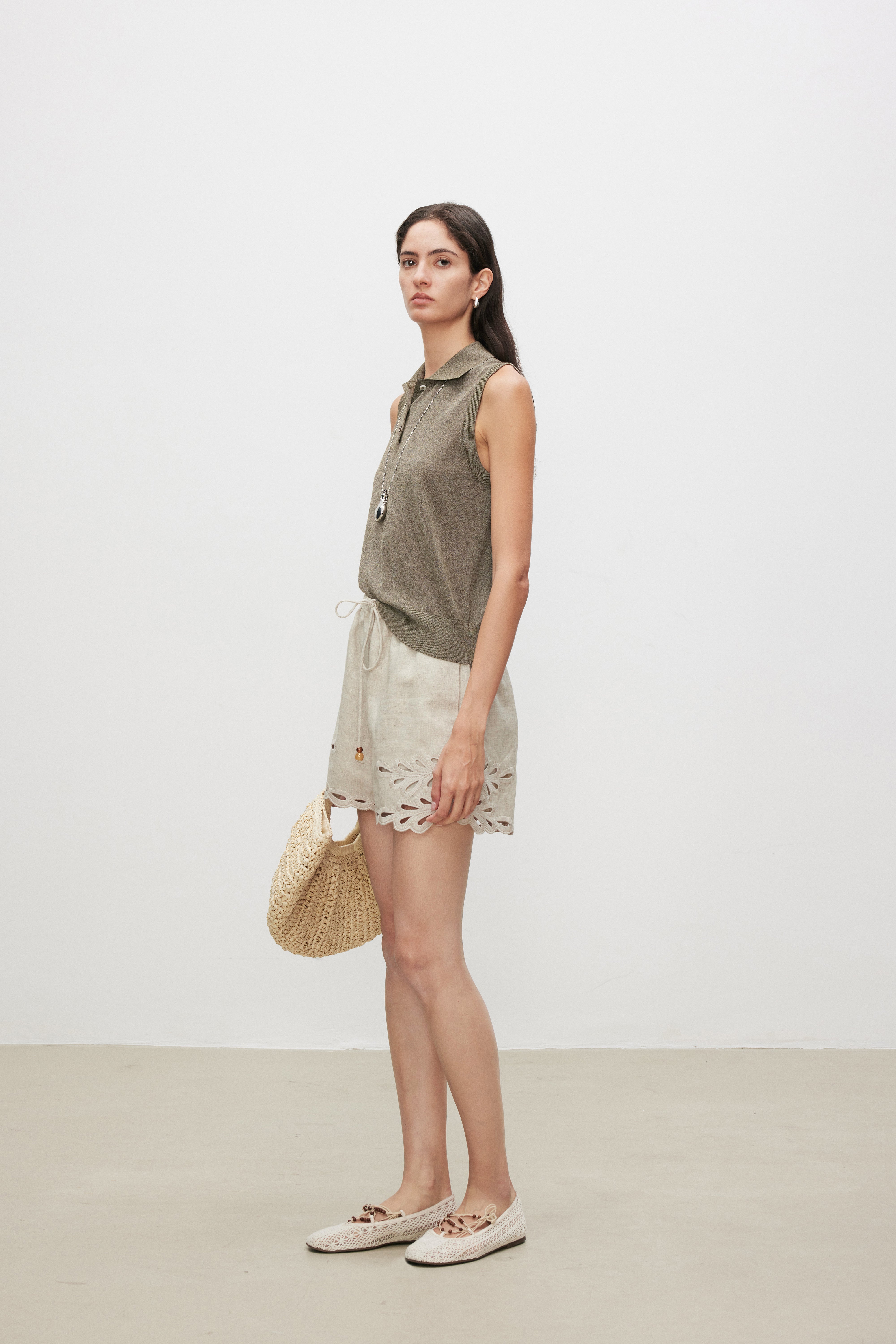 Linen Broderie Anglaise Shorts