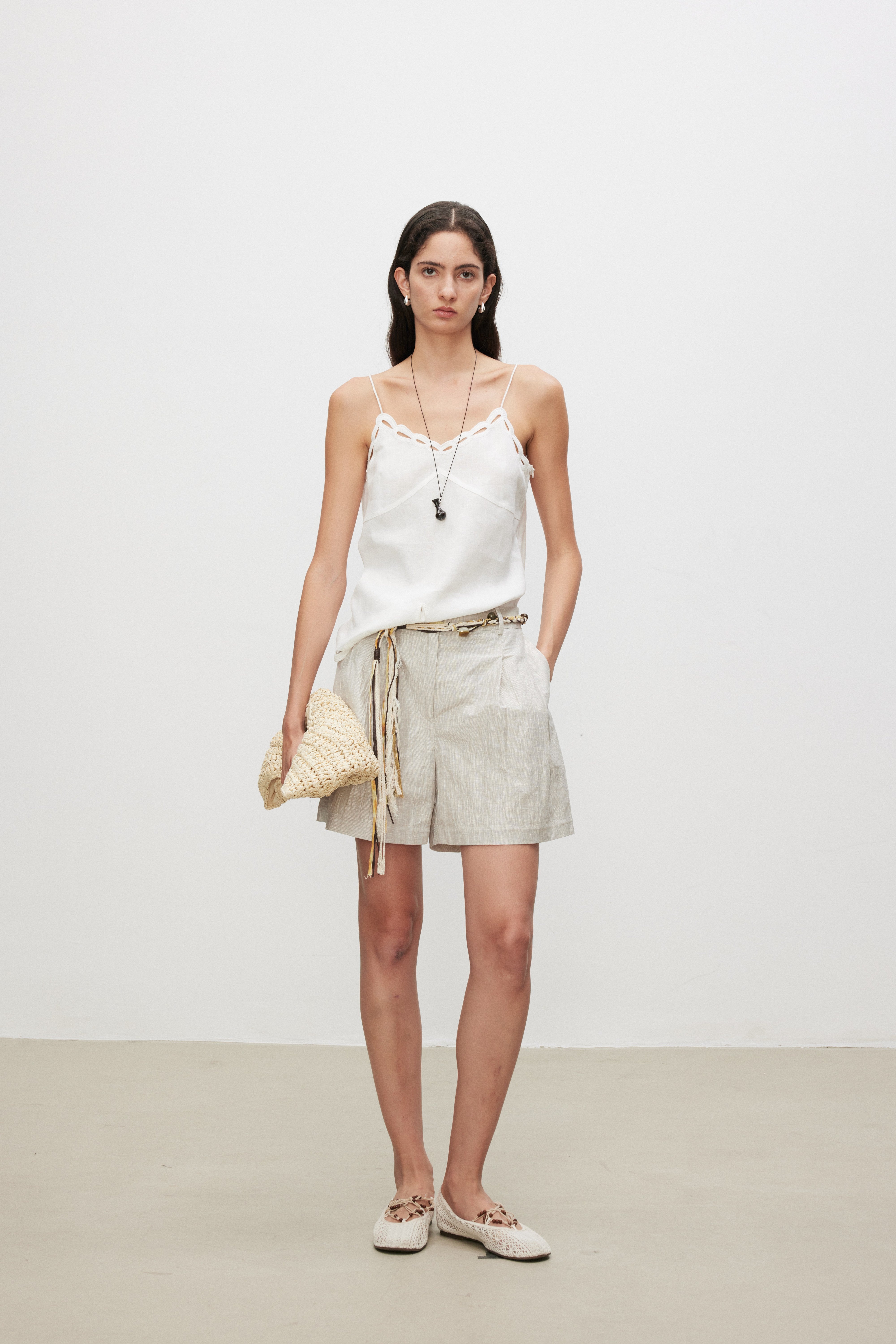 Linen Broderie Anglaise Cami Top