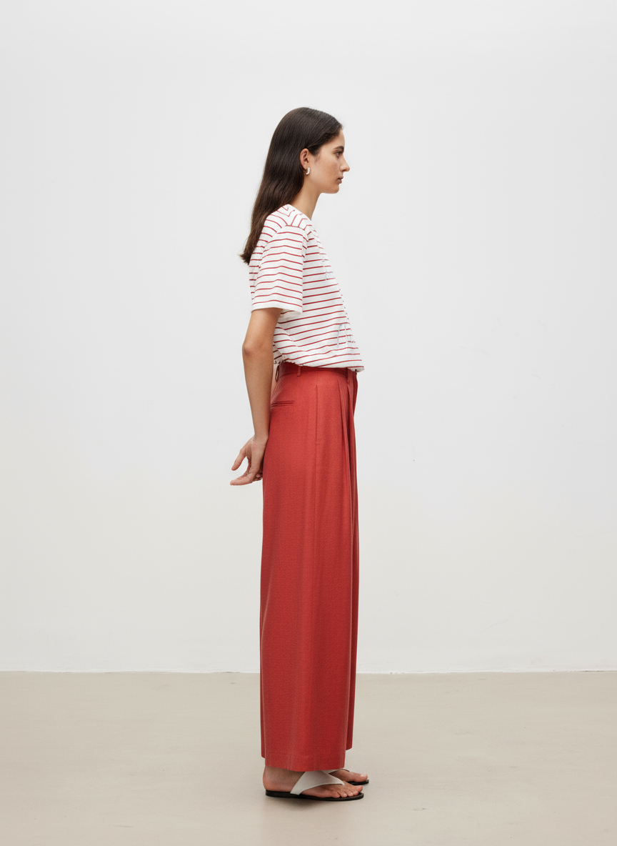 Relaxed Cropped Lyocell Linen Trousers