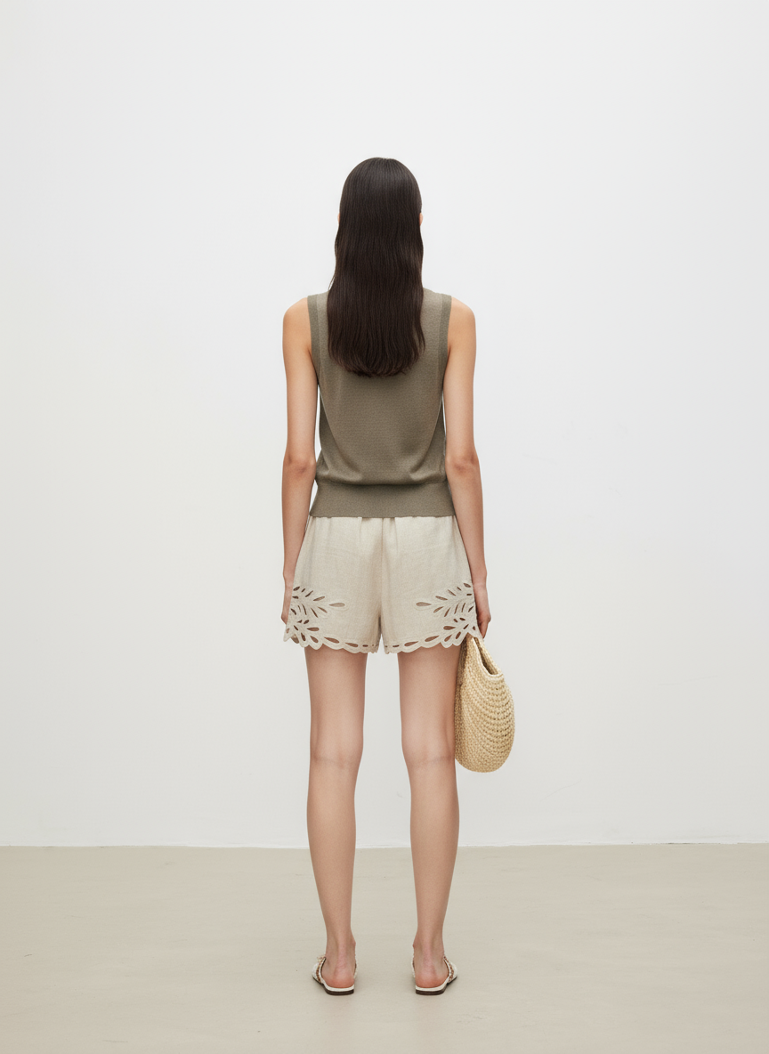 Linen Broderie Anglaise Shorts